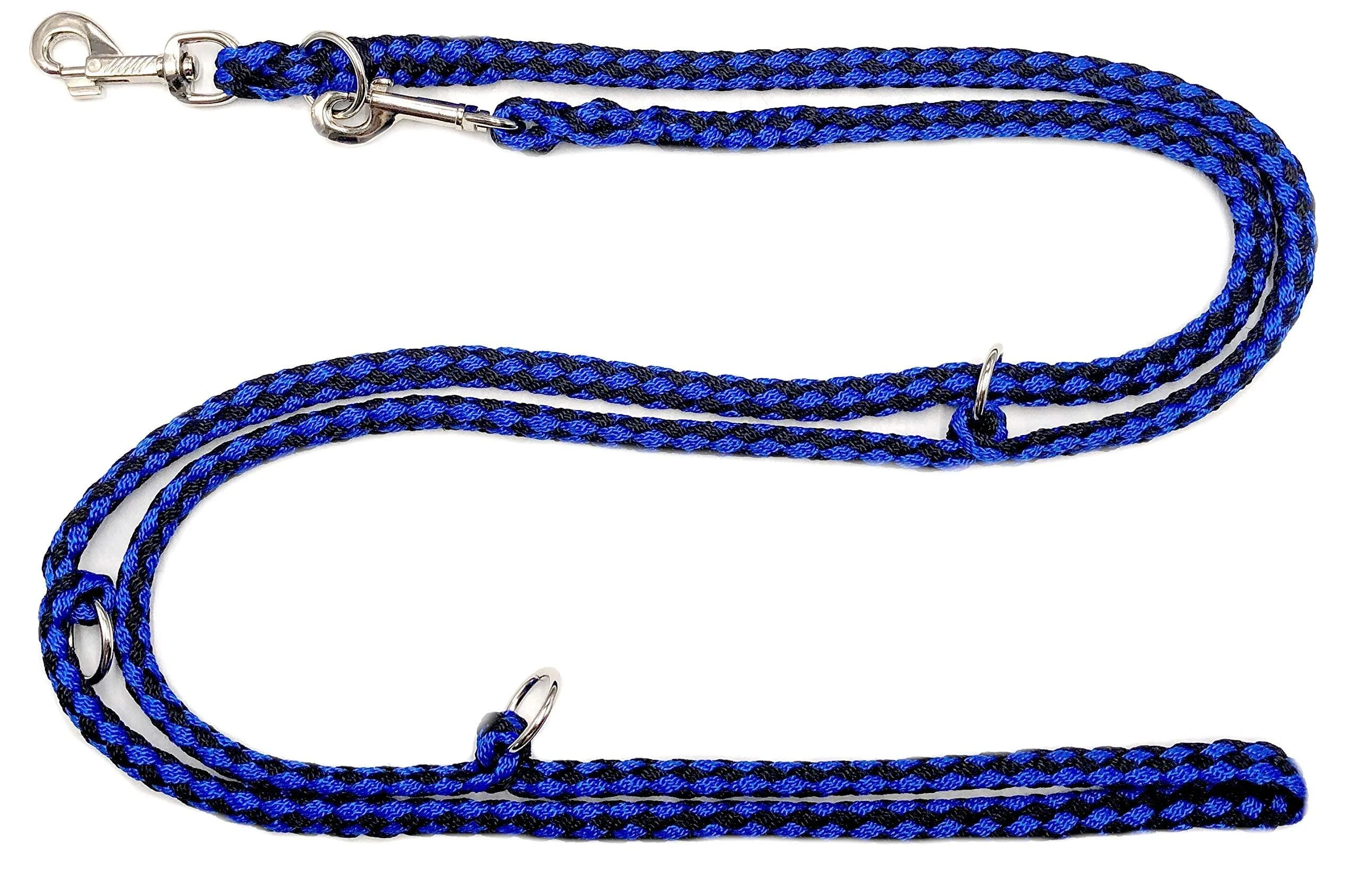 Dogeline Double Line Practice line for medium dogs up to 45 kg over 39 colors very stable (3.50 m black and blue) 3.50 m black and blue - elropet