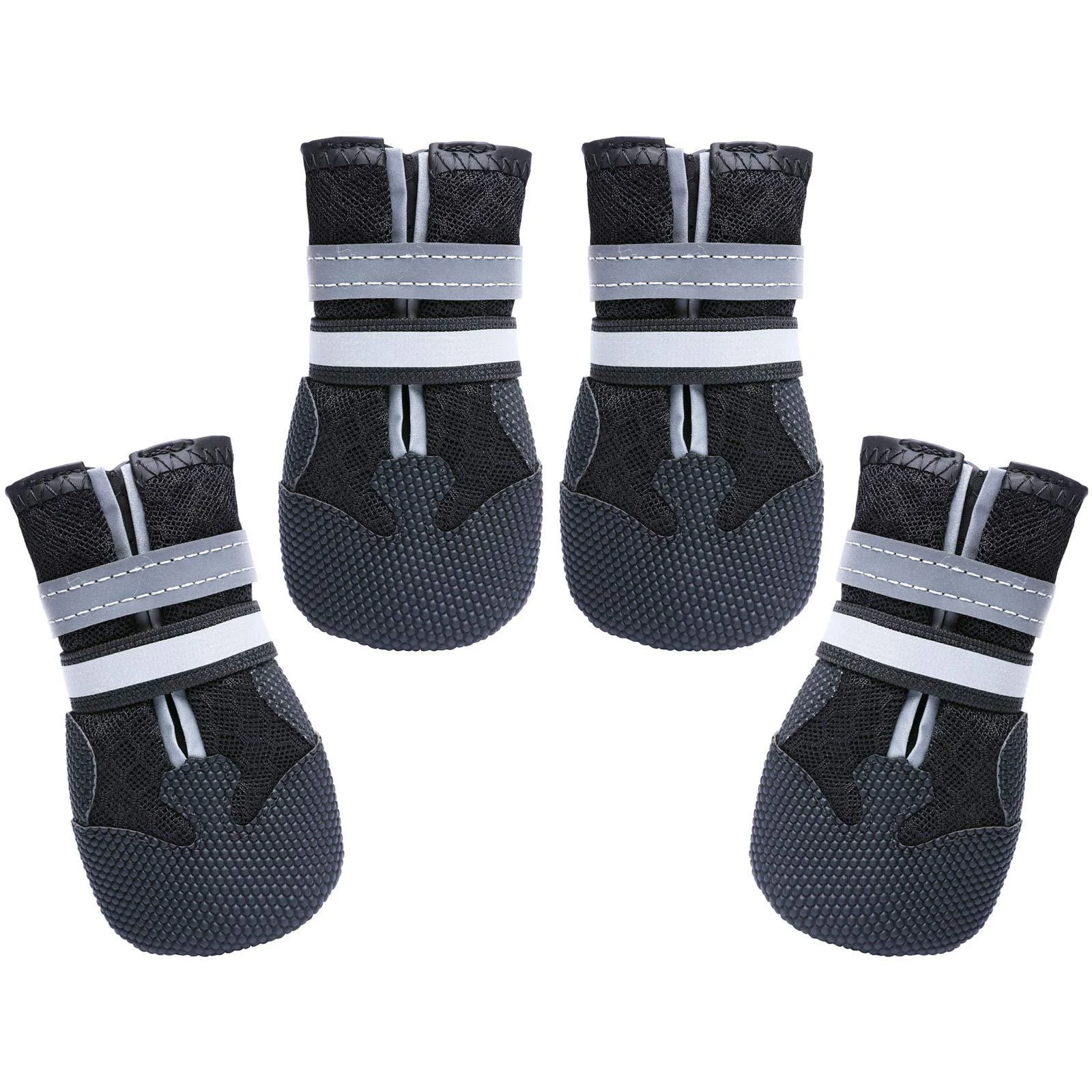 Dimicoo Breathable Mesh Dog Boots Nonslip Soft Rubber Sole Dog Shoes for Daily (Pack of 4) S ( 1.97" width ) Black