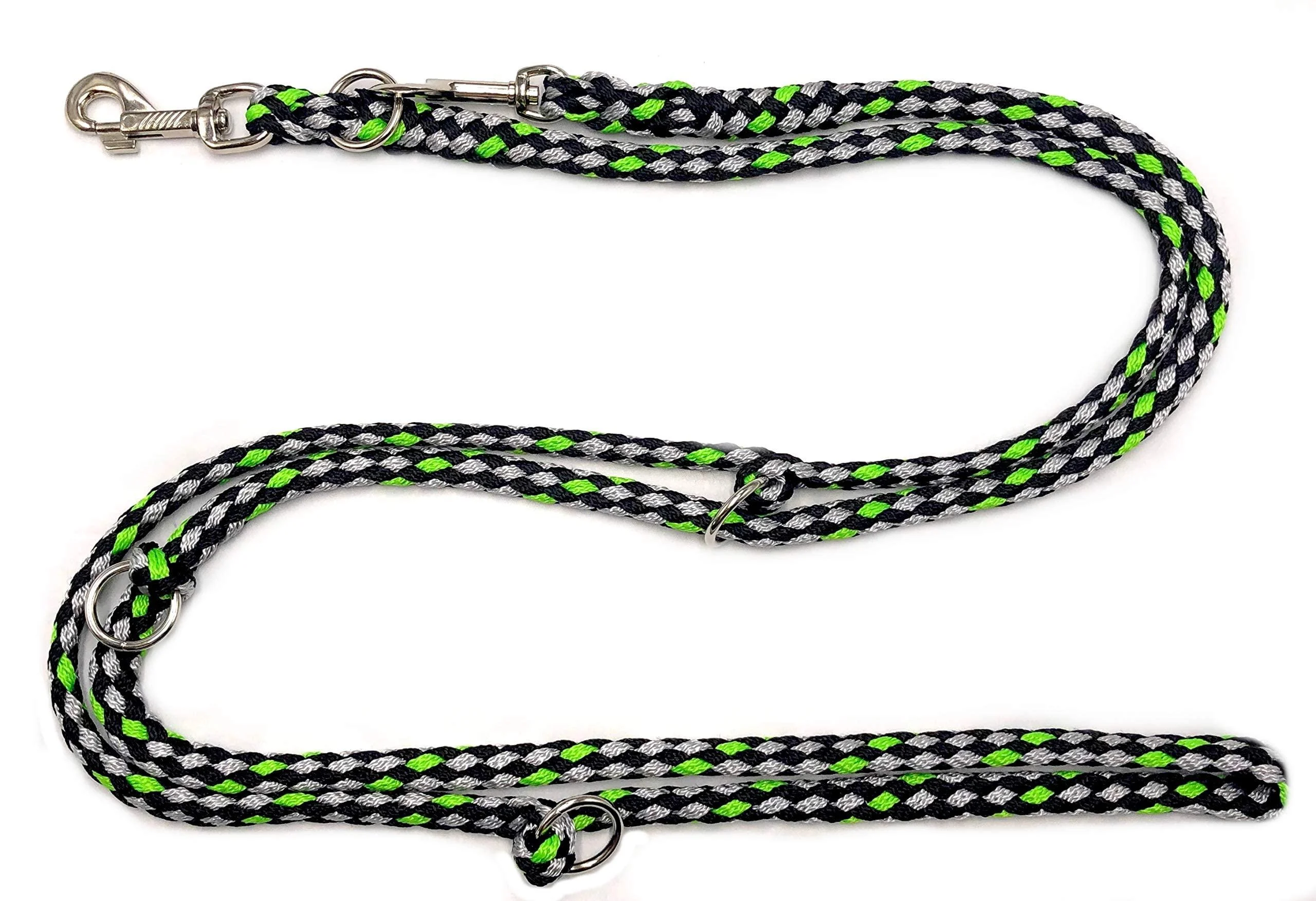 Dogeline Double-leash Practice line for medium dogs up to 45 kg over 39 colors very stable (3.50 m vegas) 3.50 m black and gray-green