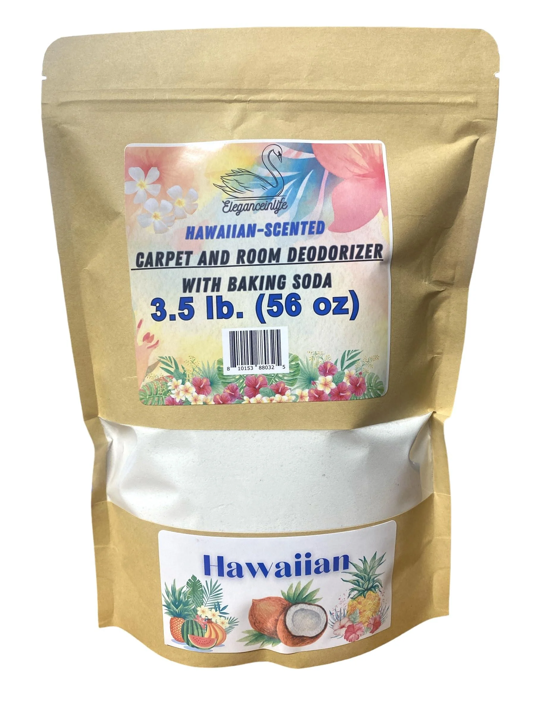 Eleganceinlife Hawaiian-Scented Carpet and Room Deodorizer with Baking Soda 3.5 lb. (56 oz)