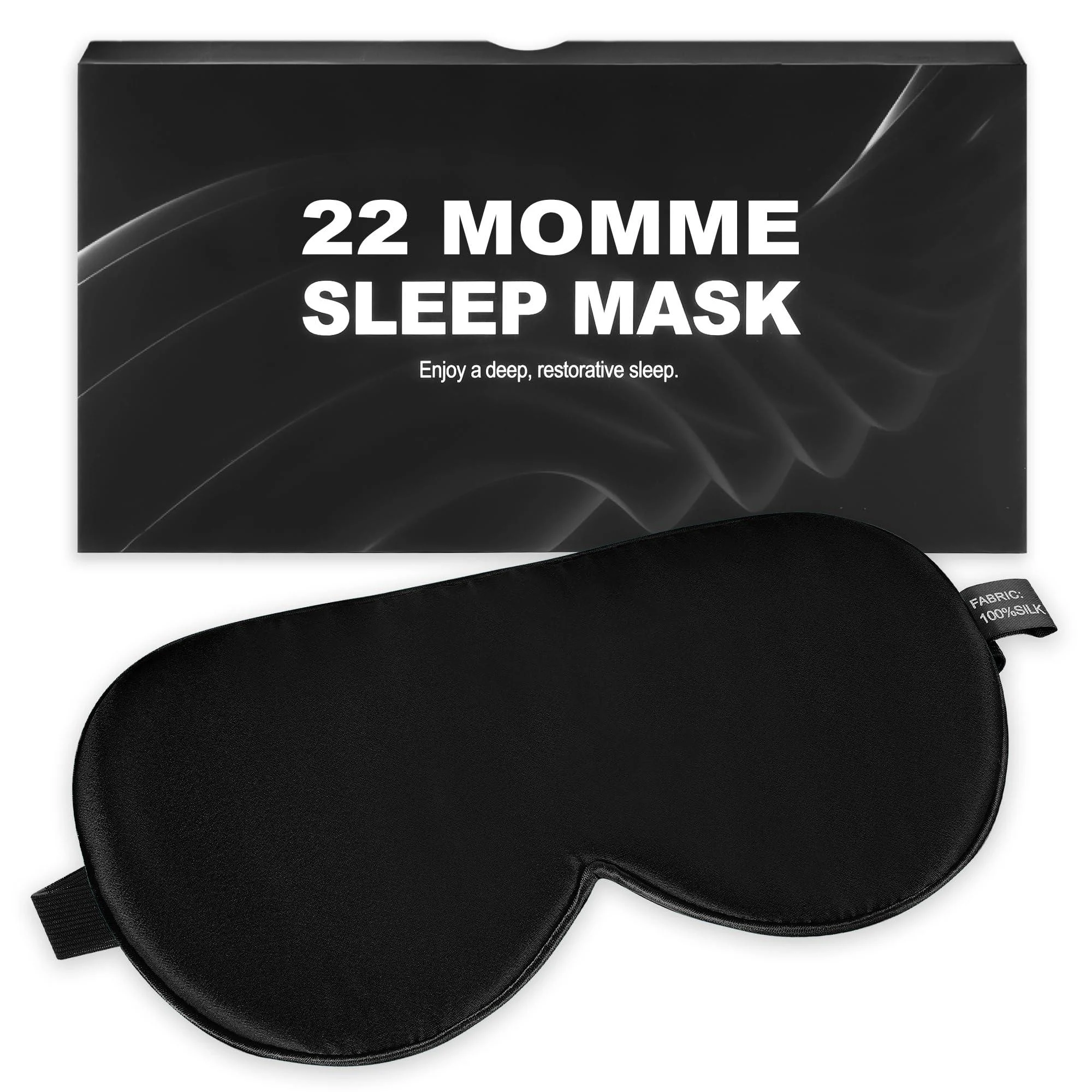 Silk Sleep Mask 100% 22 Momme Mulberry Sleep Eye Mask for Women Men Blackout Blindfold with Adjustable Strap Side Sleeper Eye Cover Soft Eyeshade Filled with Premium Mulberry Silk (Black) - spacepower