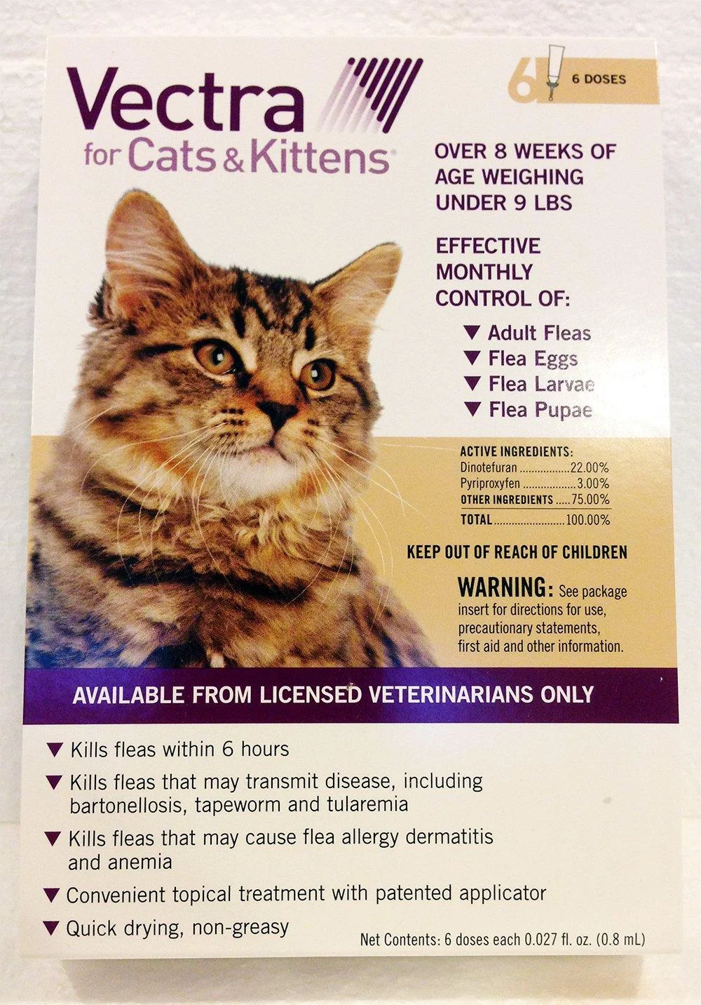 Summit Vetpharm Vectra for Cats, 6 Month Supply Under 9lbs, 6 months by Unknown - Artist Unknown