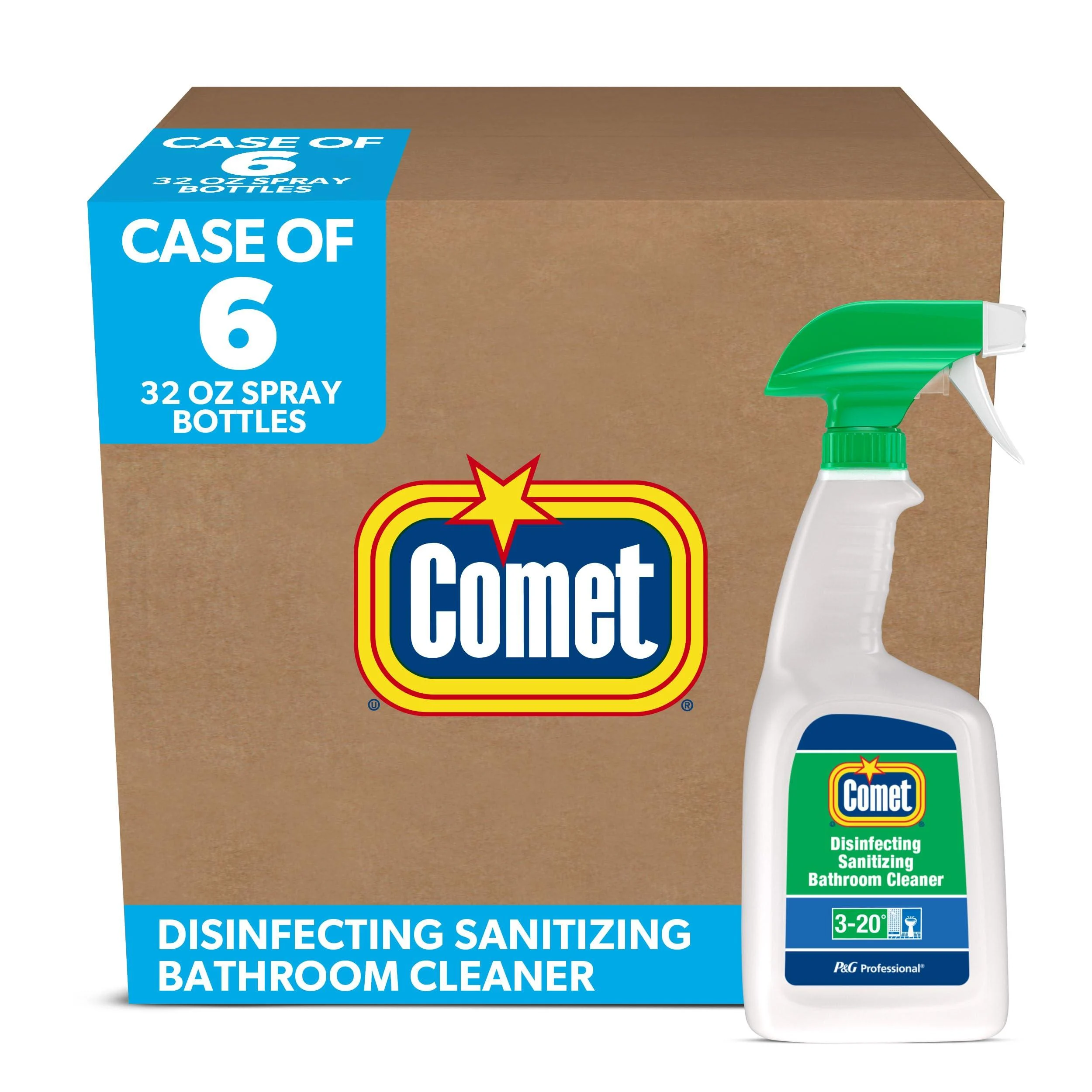 Comet Professional Multi Purpose Disinfecting - Sanitizing Liquid Bathroom Cleaner Spray for Commercial Use 32 fl oz (Case of 8)