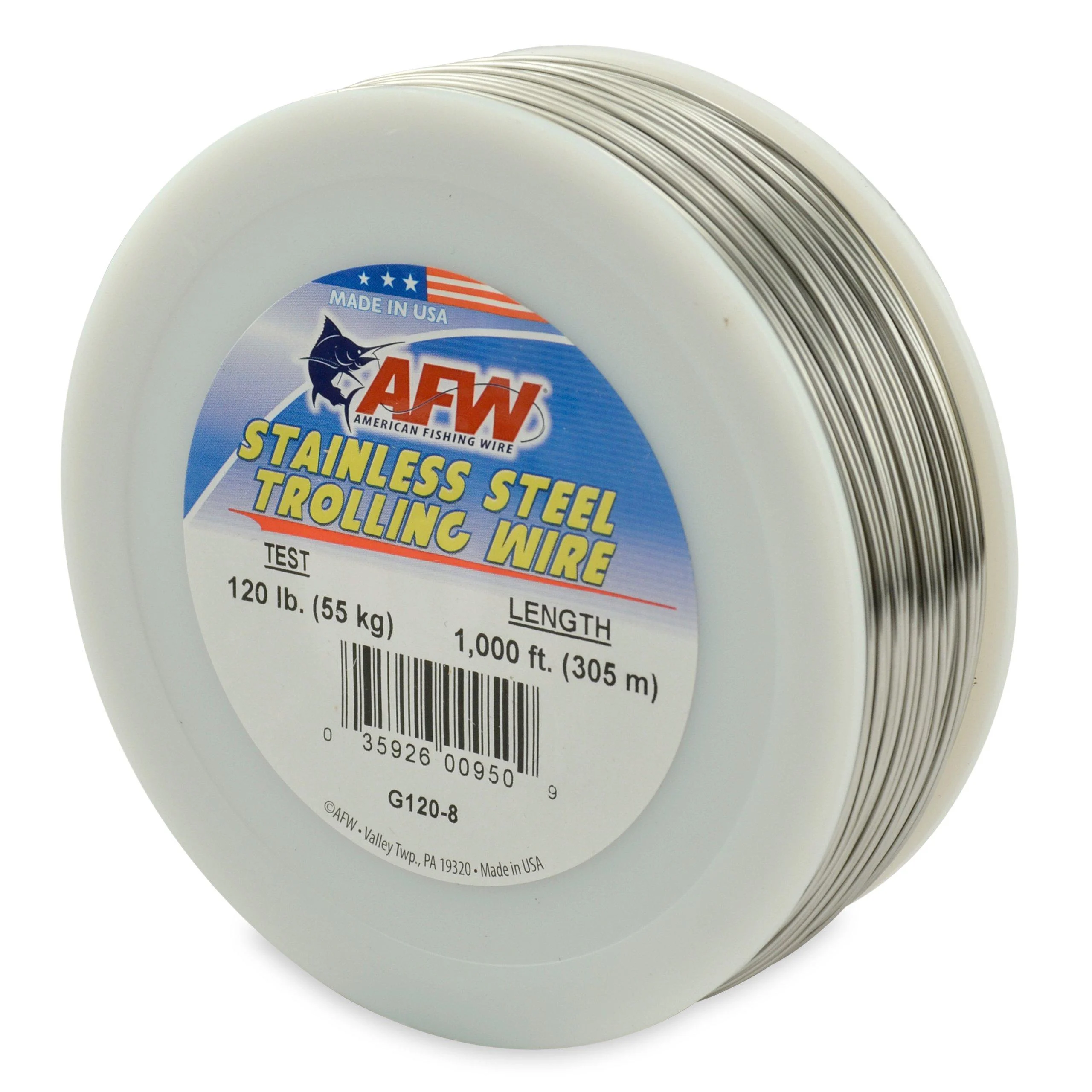 American Fishing Wire Stainless Steel Trolling Wire (Single Strand) Bright 2 -300 Foot Connected Spools, 60 Pound Test