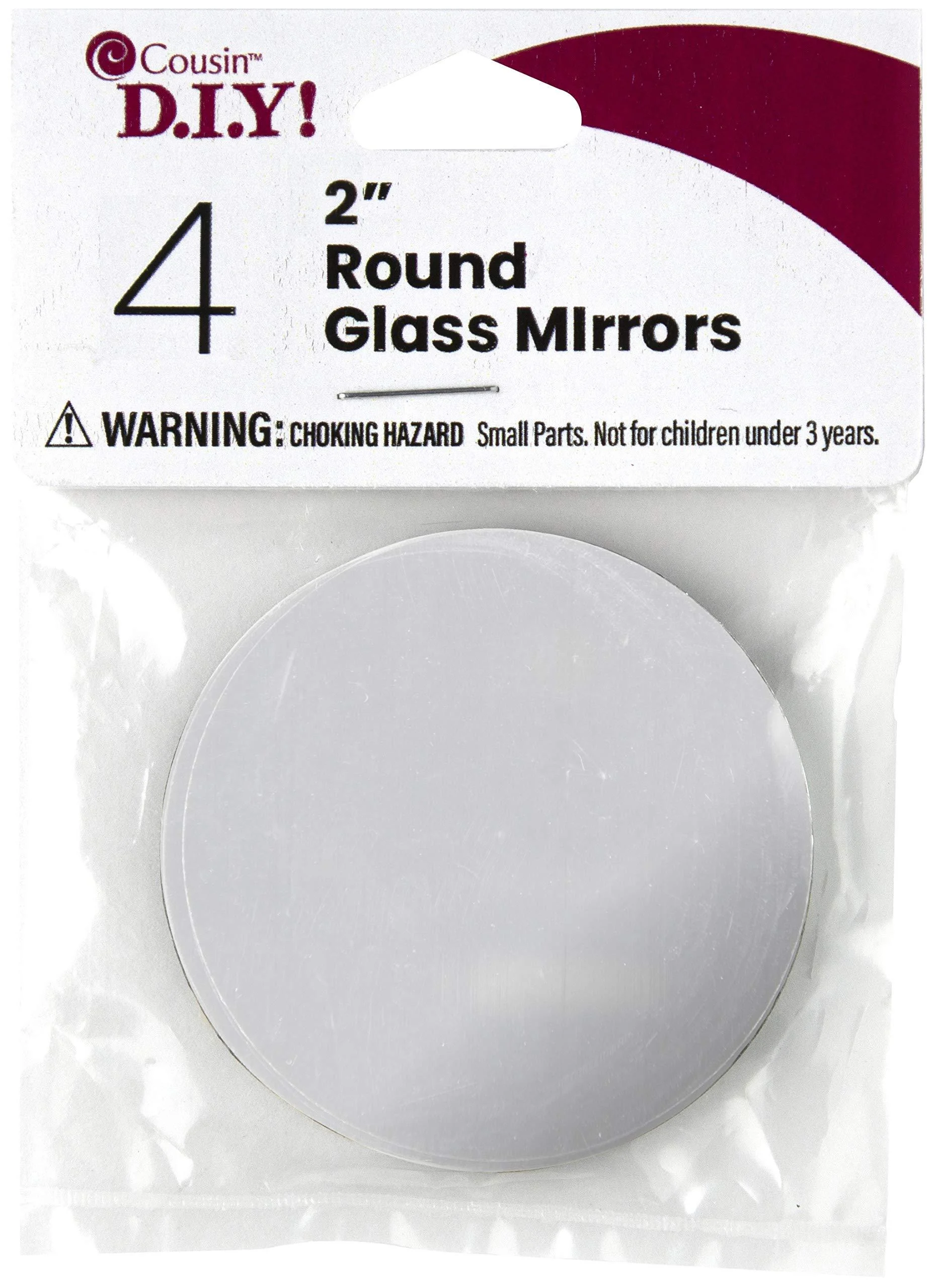 Cousin DIY Mirror 4 Piece Round Glass Set 2 inch Diameter