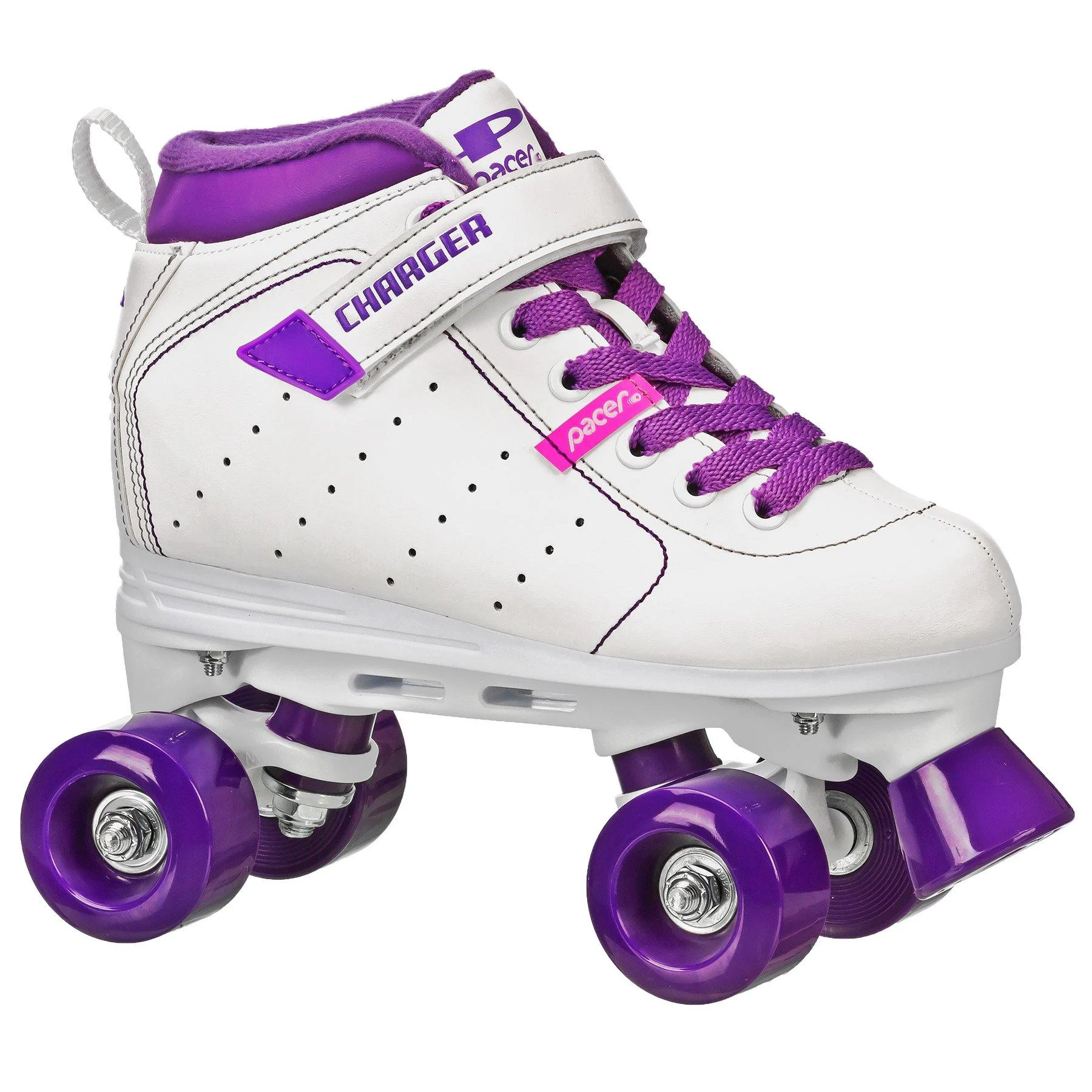 Pacer Charger Childrens Indoor/Outdoor Quad Roller Skates White/Purple Kids 13J