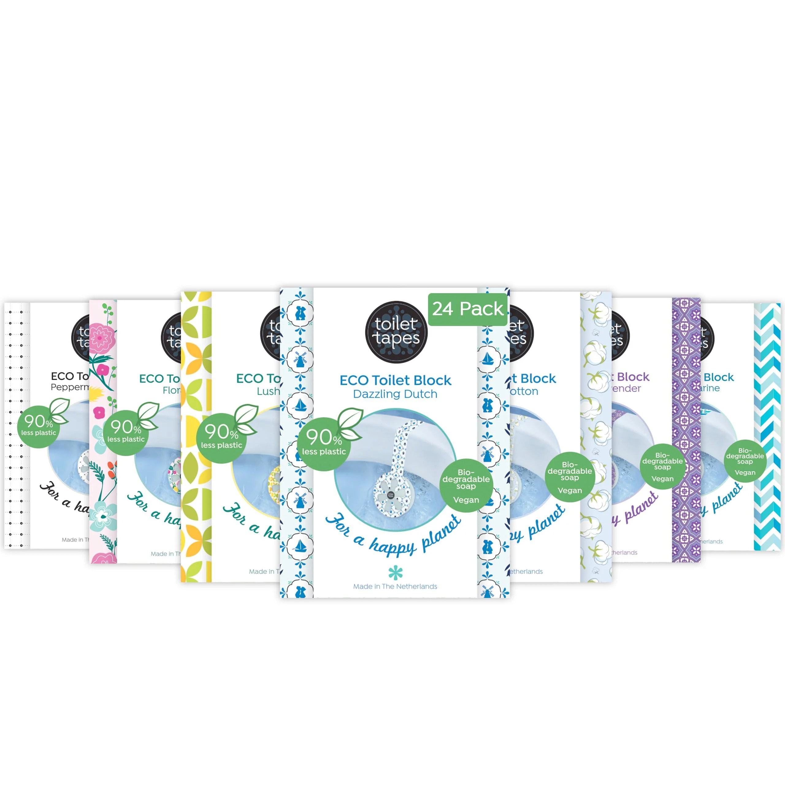 Toilet Tapes Assortment Boxes - With 160+ Rinsing & up to 90% Less plastic Alternative to toilet block - hanging toilet.