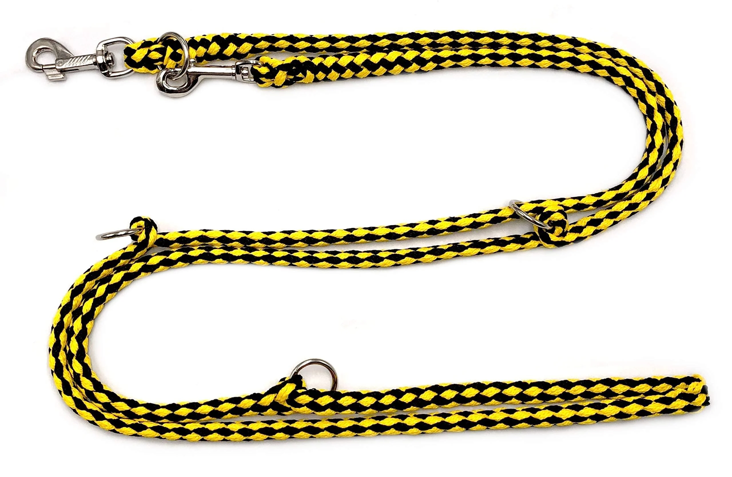 Dogeline Double-leash Practice line for medium dogs up to 45 kg over 39 colors very stable (3.50 m Dortmund) 3.50 m black and yellow