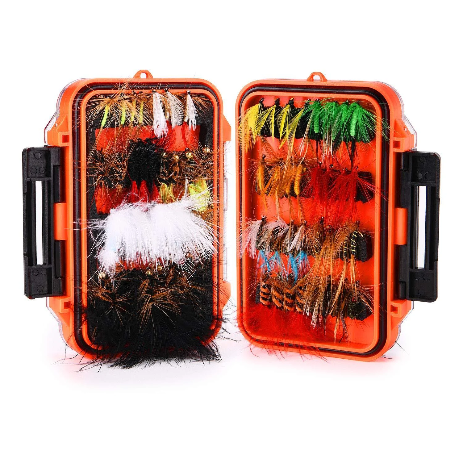 Fly Fishing Flies Kit with Box, Dry Wet Flies, Nymphs, Streamers for Bass Salmon Trout Fishing 120Pcs/64Pcs - Magreel
