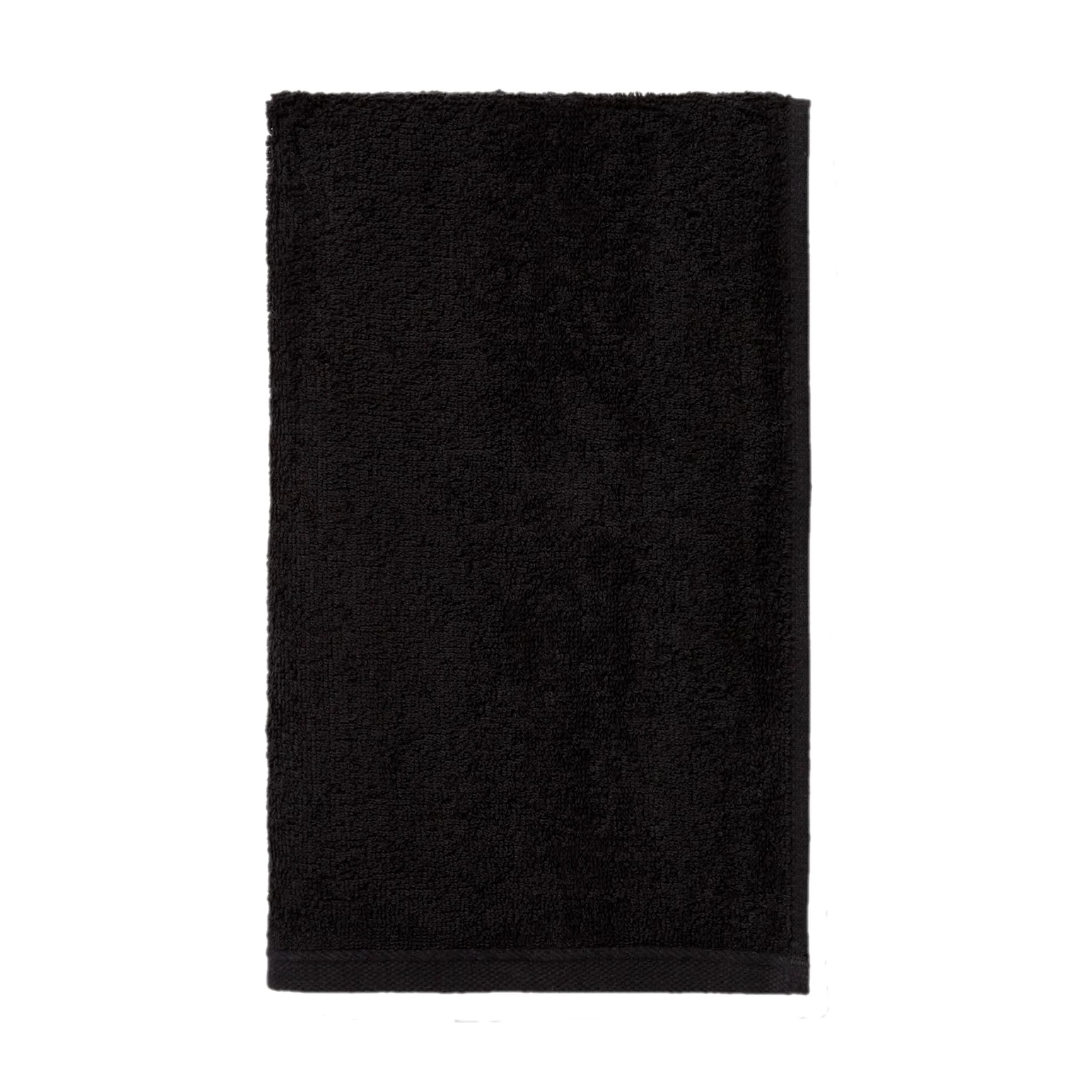 GEORGIABAGS Set of 3 Terry Velour Fingertip Hand Towels, 100% Cotton, 11"x18", Hemmed Ends, Sport Towel Terry (Black)