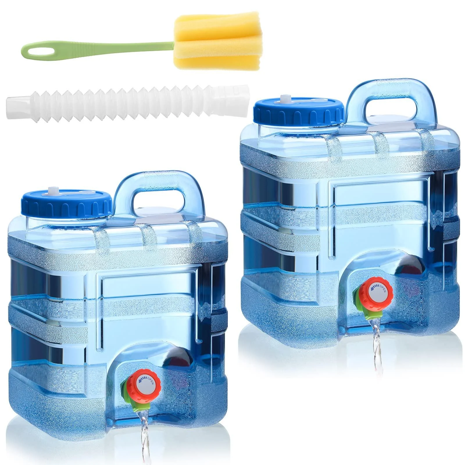 2 Pcs Portable Water Storage Containers Camping Water Container with Spigot 2.6 Gallon Large Water Tank with Faucet Thick Water Dispenser Carrier for Vehicle Home Emergency Hiking Camping Outdoors - Perthlin