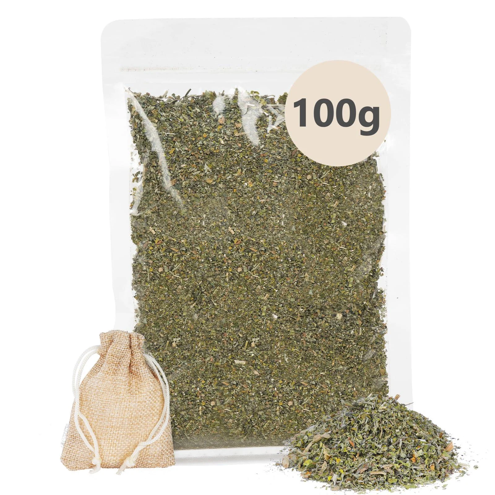 Osdue catnip with fillable bags 100% natural cat mint mix for cat games cat training and new cat mint toys scratching trees and cat beds (100g) 100g of catnip