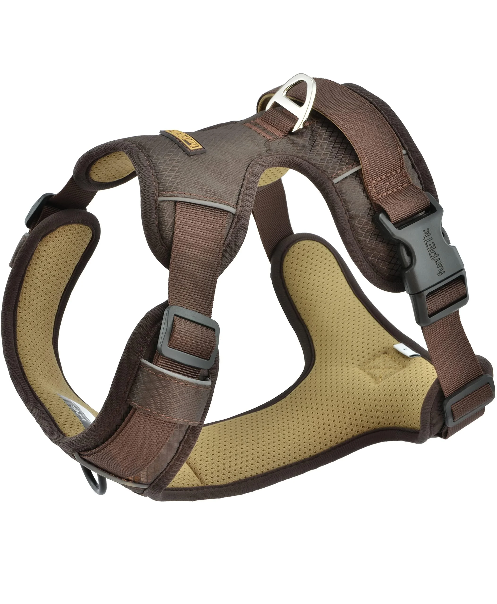 Funpetic dog harnesses 2022 - anti -train dishes reflective padded and breathable - breast dishes for small medium -sized and large dogs (s) brown s