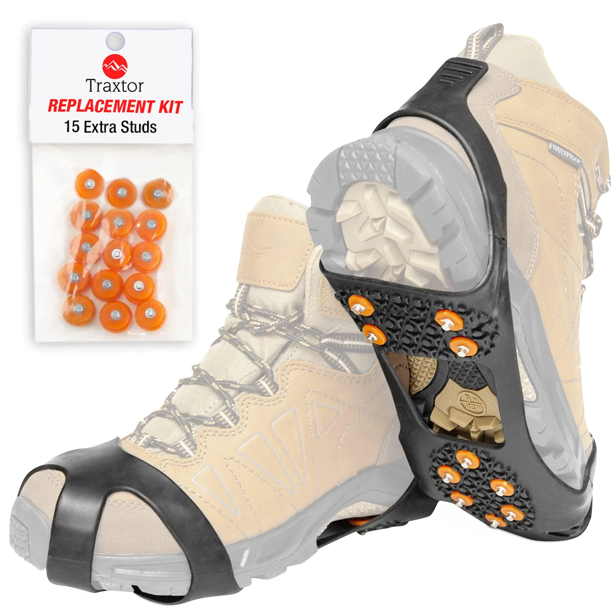 Traxtor Schuh Spikes Anti Rutsch - Shoes for Winter - Shoes for Eis and Snow - Crampons as a slide protection at black ice - including 15 replacement snow spikes M: 36 - 40 EU