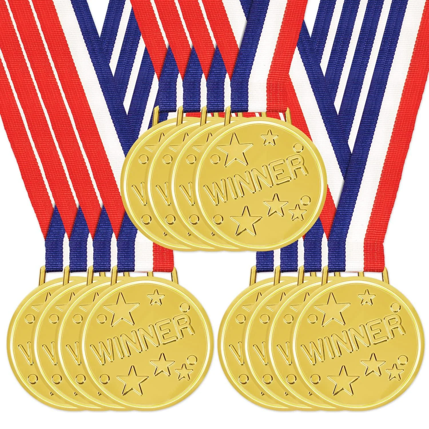 SONHPU 12 Pieces Metals Winner Gold Award Medals- 2 Inches Olympic Style Metal Winner Awards with Neck Ribbon