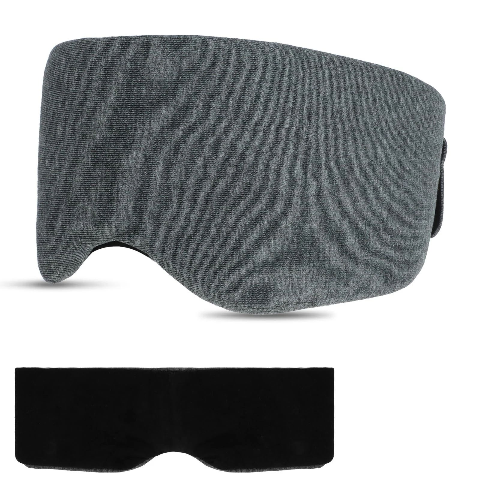 Handmade Cotton Sleep Mask Adjustable Full Eye Cover with Elastic Strap Soft and Comfortable Eye Blindfold for Men Women Eye Blinder for Travel Yoga Nap Shift Work - Grey