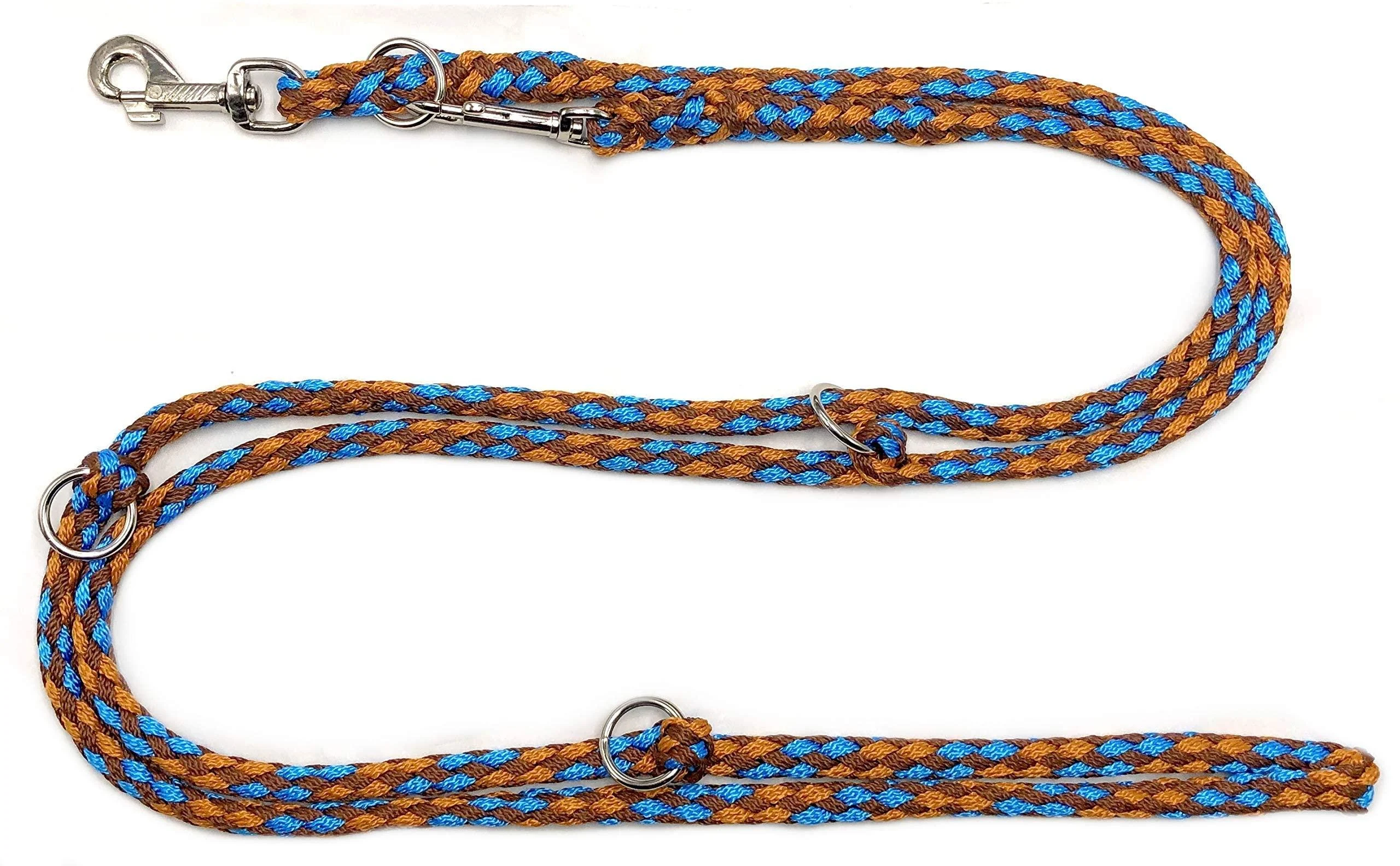 Dogeline Double leash Practice line for medium dogs up to 45 kg over 39 colors very stable (2.80 m Hawaii) 2.80 m brown-turquoise-bright brown