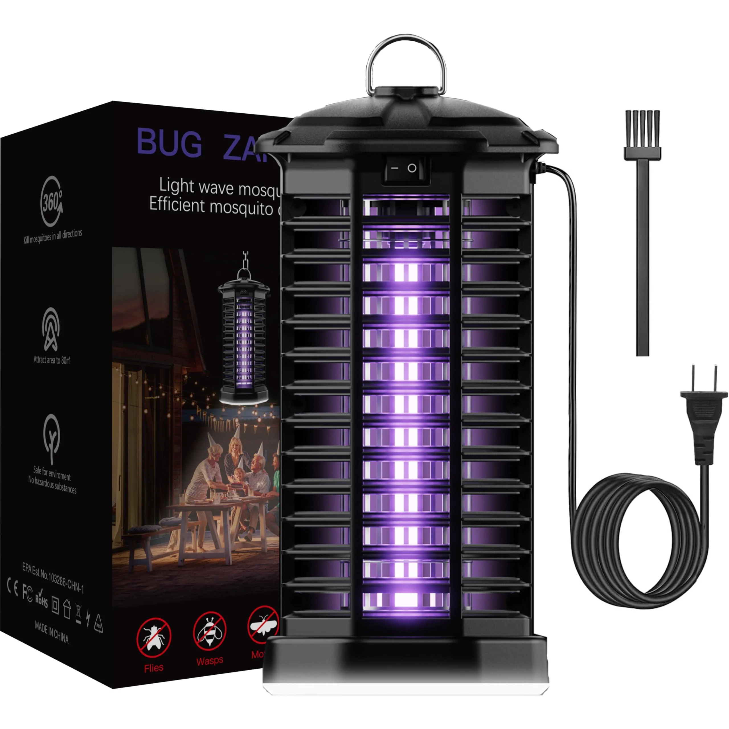 Electric Bug Zapper with LED Light LUUGUYI 4200V Mosquito Zapper Killer Electric Insect Fly Zapper Mosquito Trap No Odor & Chemicals Mosquito Lamp Bulb for Indoor & Outdoor