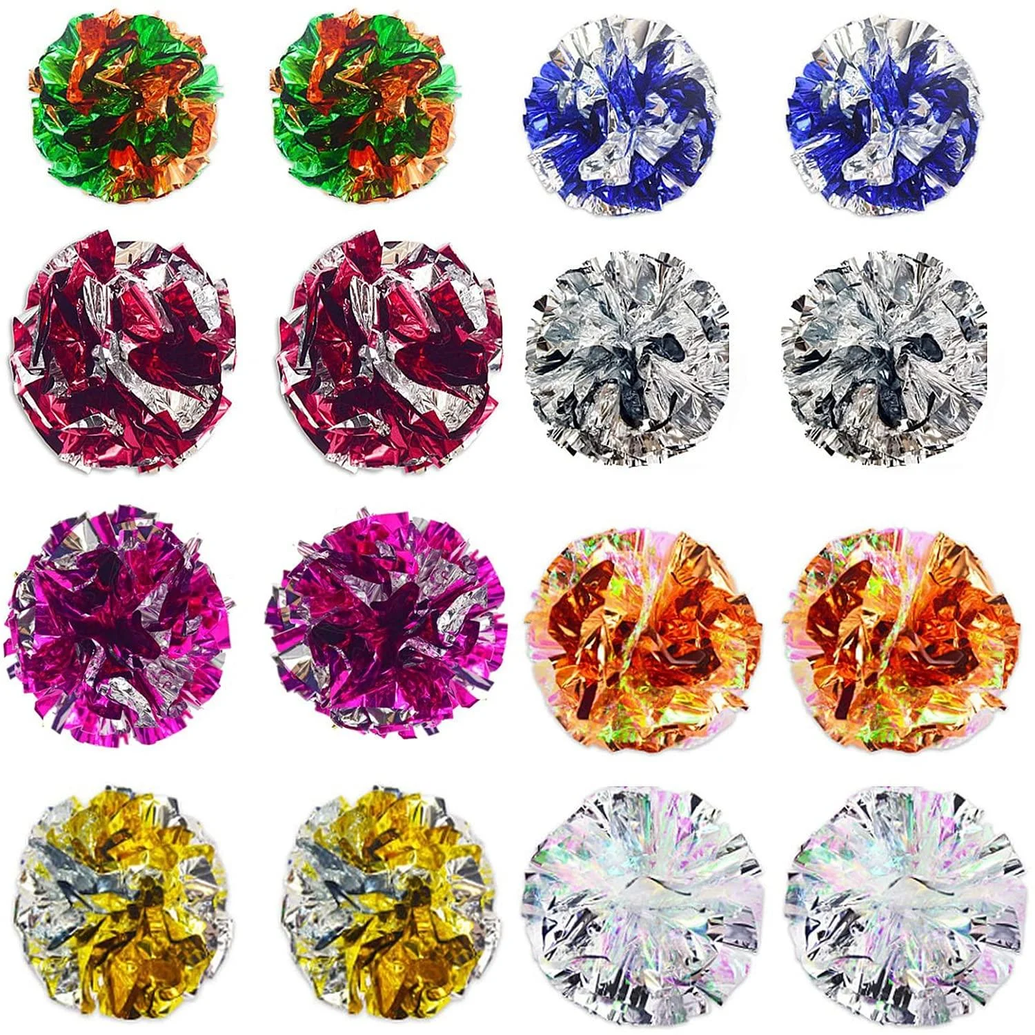 16 Pack Mylar Crinkle Balls for Cats, Crinkle Balls Cat Toys - Goiio