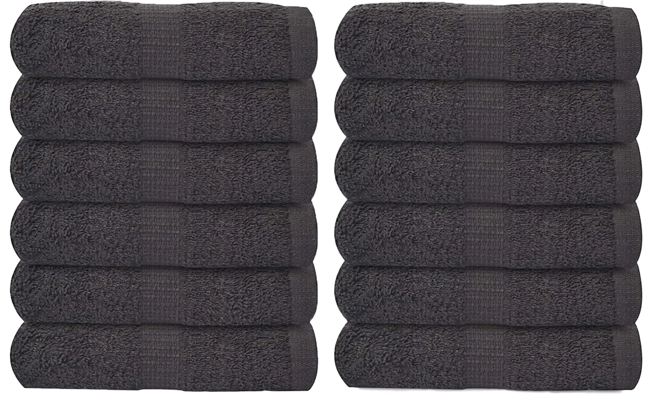 GOLD TEXTILES 100% Cotton Washcloth - 12 Pack | 13x13 inches | Grey - Ultra Soft Highly Absorbent Long Lasting and Quick Drying - Hotel & Spa Collection Cool Feel Fingertip Towels Grey 12
