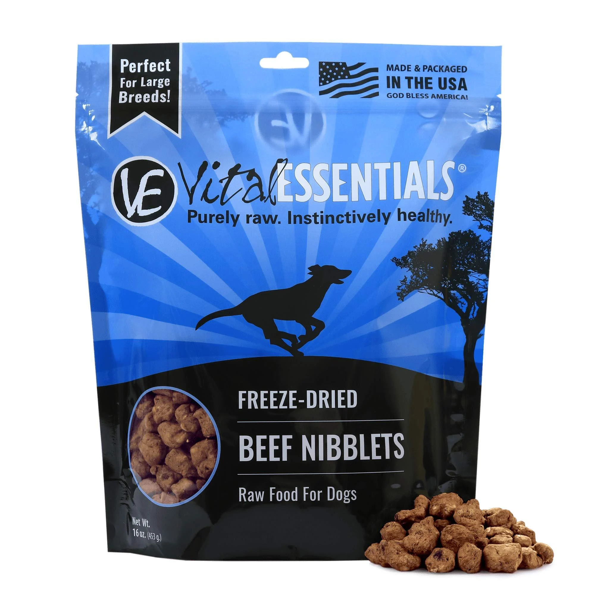 Vital Essentials Freeze Dried Dog Food, Nibblets Beef