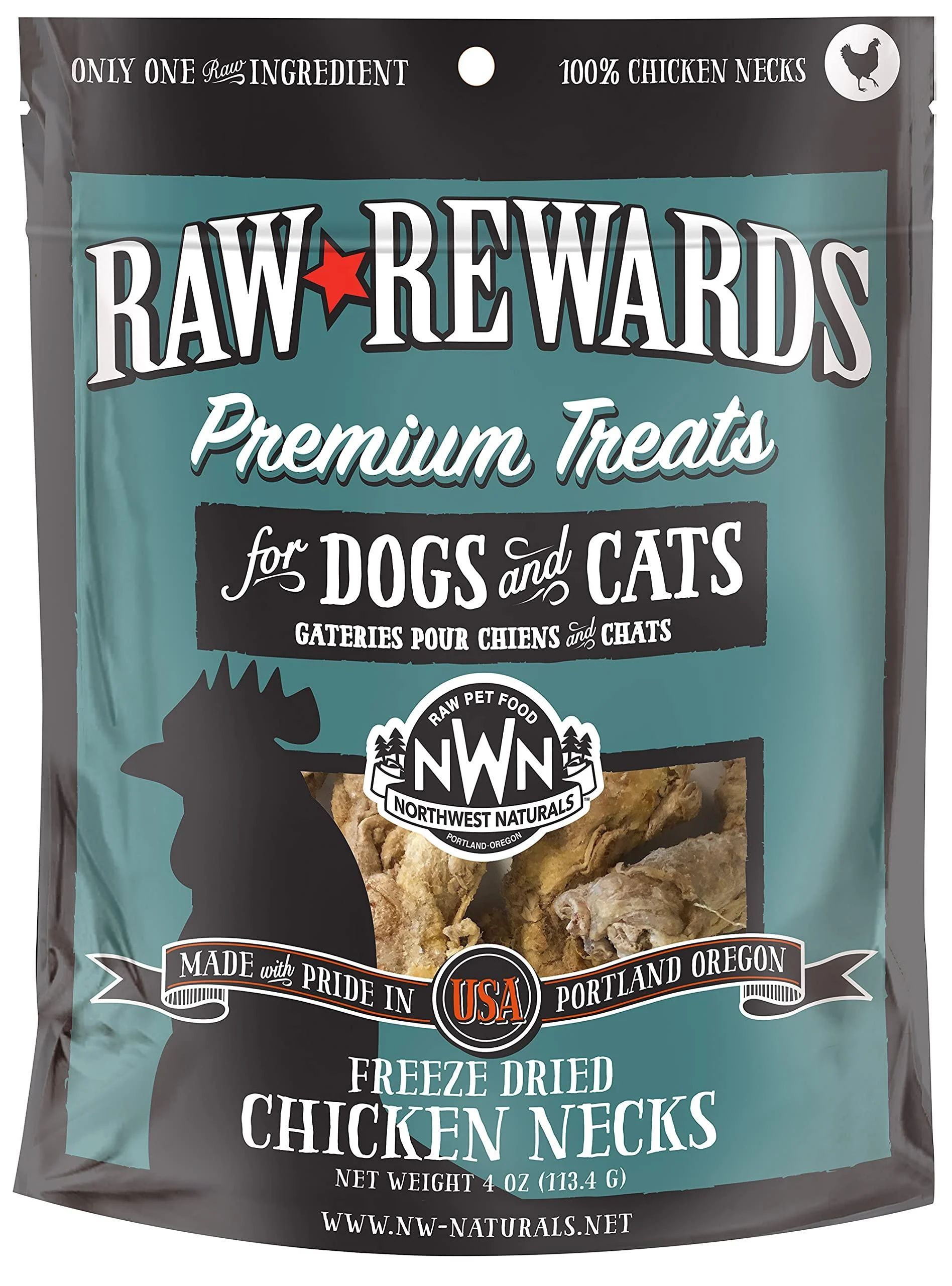 Northwest Naturals Freeze-Dried Necks 100% Natural Dog Treats, Cat Treat Grain-Free, Gluten-Free Pet Food 4-8 Oz. Chicken 4 Ounce (Pack of 1)
