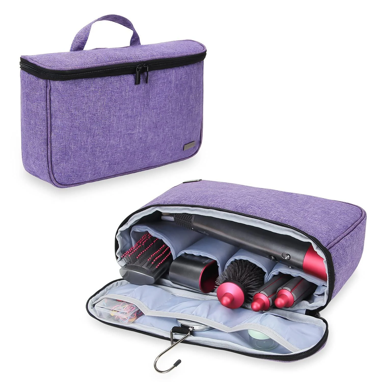 Teamoy Travel Storage Bag Compatible with Dyson Airwrap Styler Portable Travel Organiser for Airwrap Styler and Attachments Purple Style 2-- Portable bag for hair curler Purple