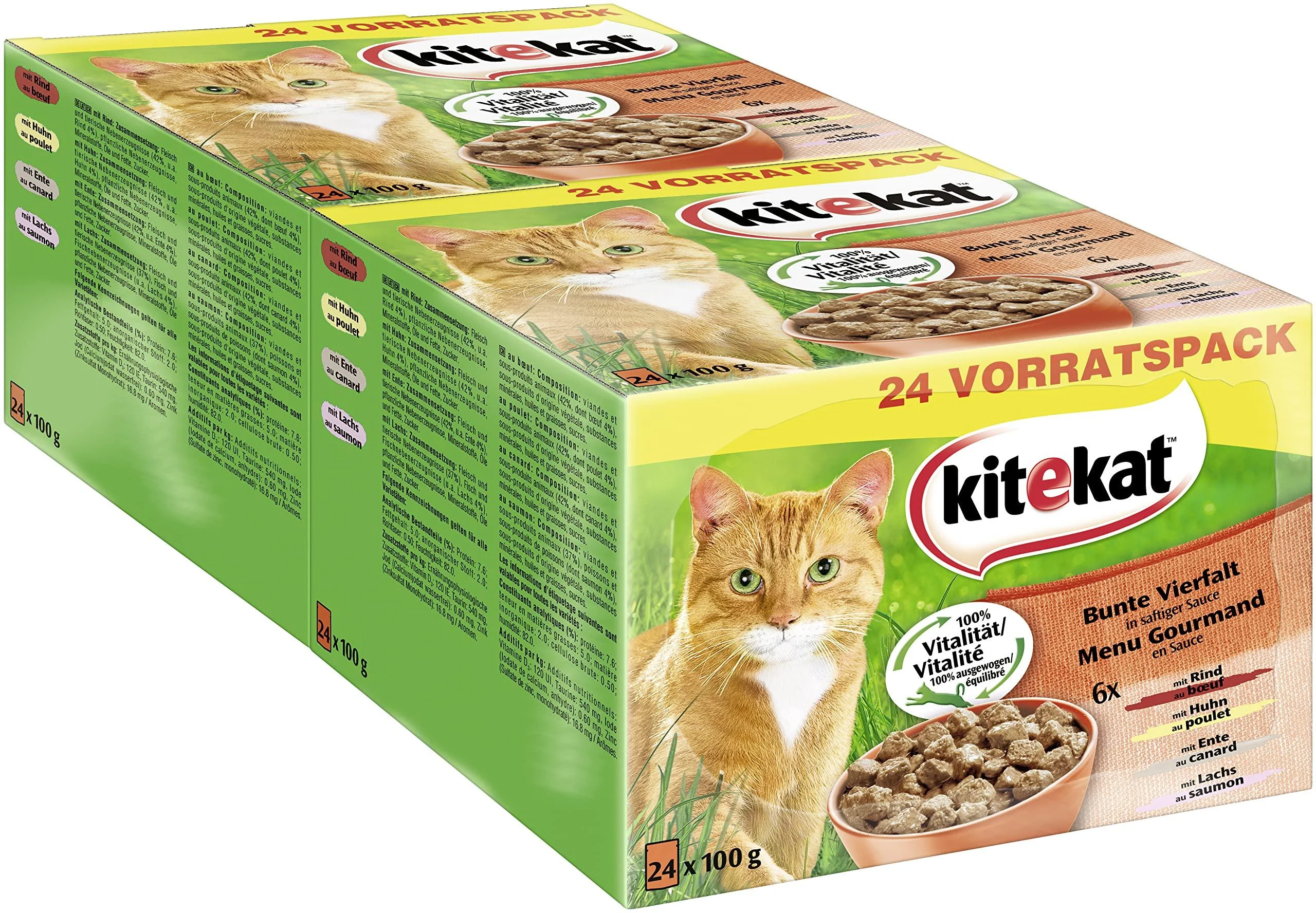 Kitekat wet cat food colorful fourfold in sauce 48 portion bags (2 x 24 x 100g) Colorful variety