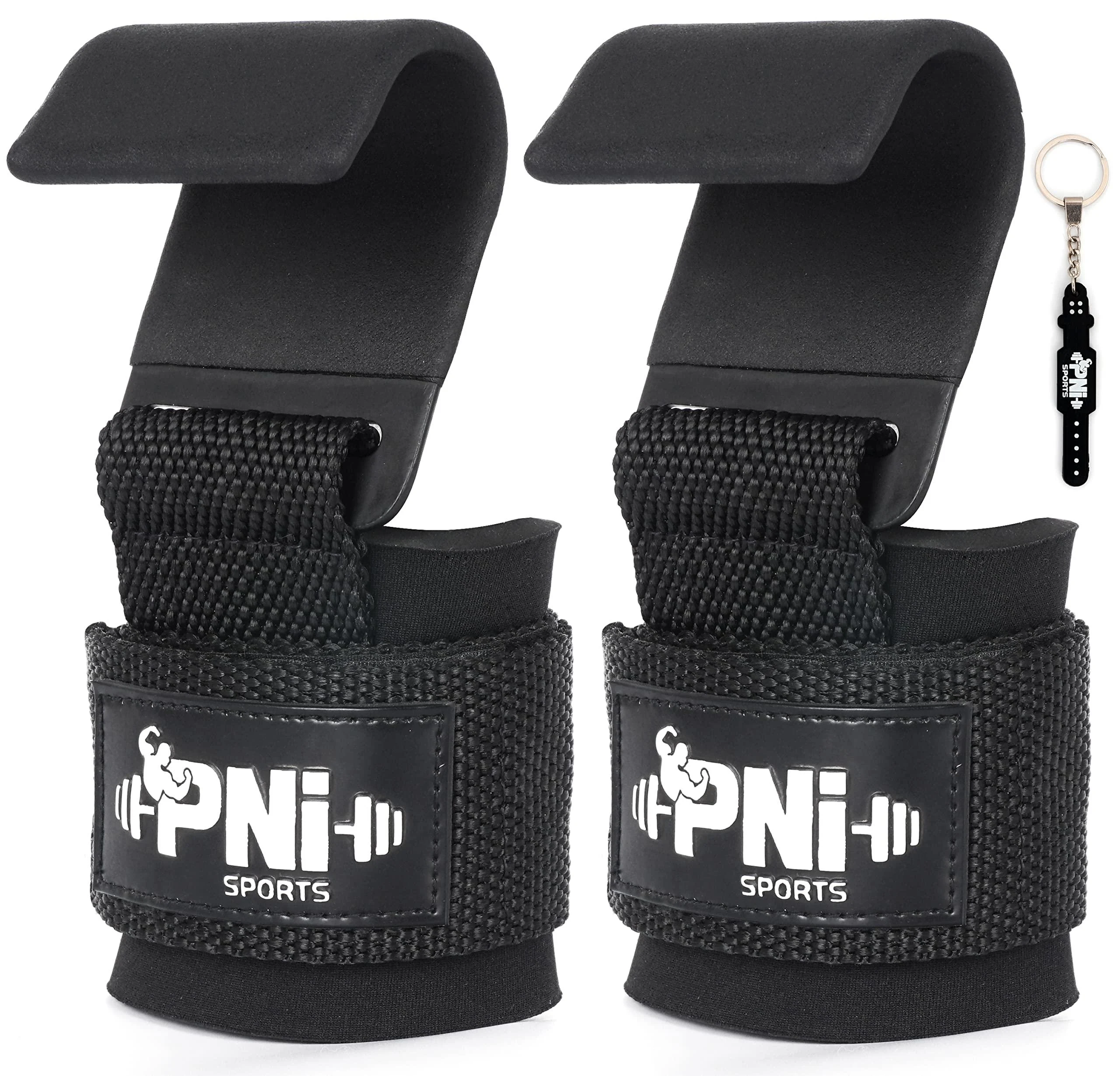PNI Weight Lifting Wrist Straps with Heavy-Duty Steel Hooks 1 pair -Wrist Support Power- Heavy duty weight lifting straps - Neoprene Padded Wrist Wraps- Weight Lifting Training Gym Grips Straps