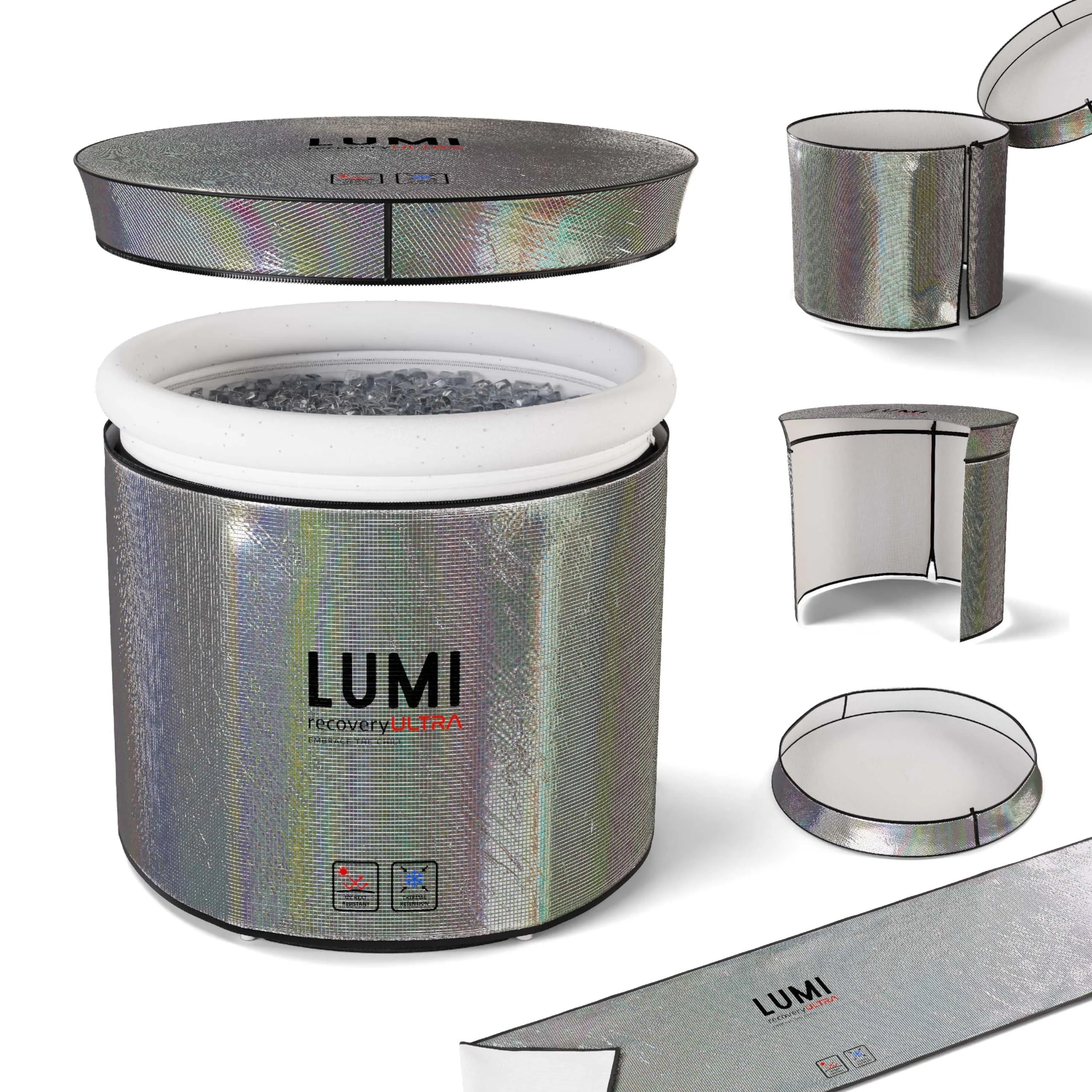 Lumi Therapy Ultra Cover | Ice Bath Cover | Insulating UV and Heat Reflection | Longer Lasting Cold Water Temperatures | Compatible with Most Ice Bath Pods (Pod) 75cm diameter / 75cm height (Pod)