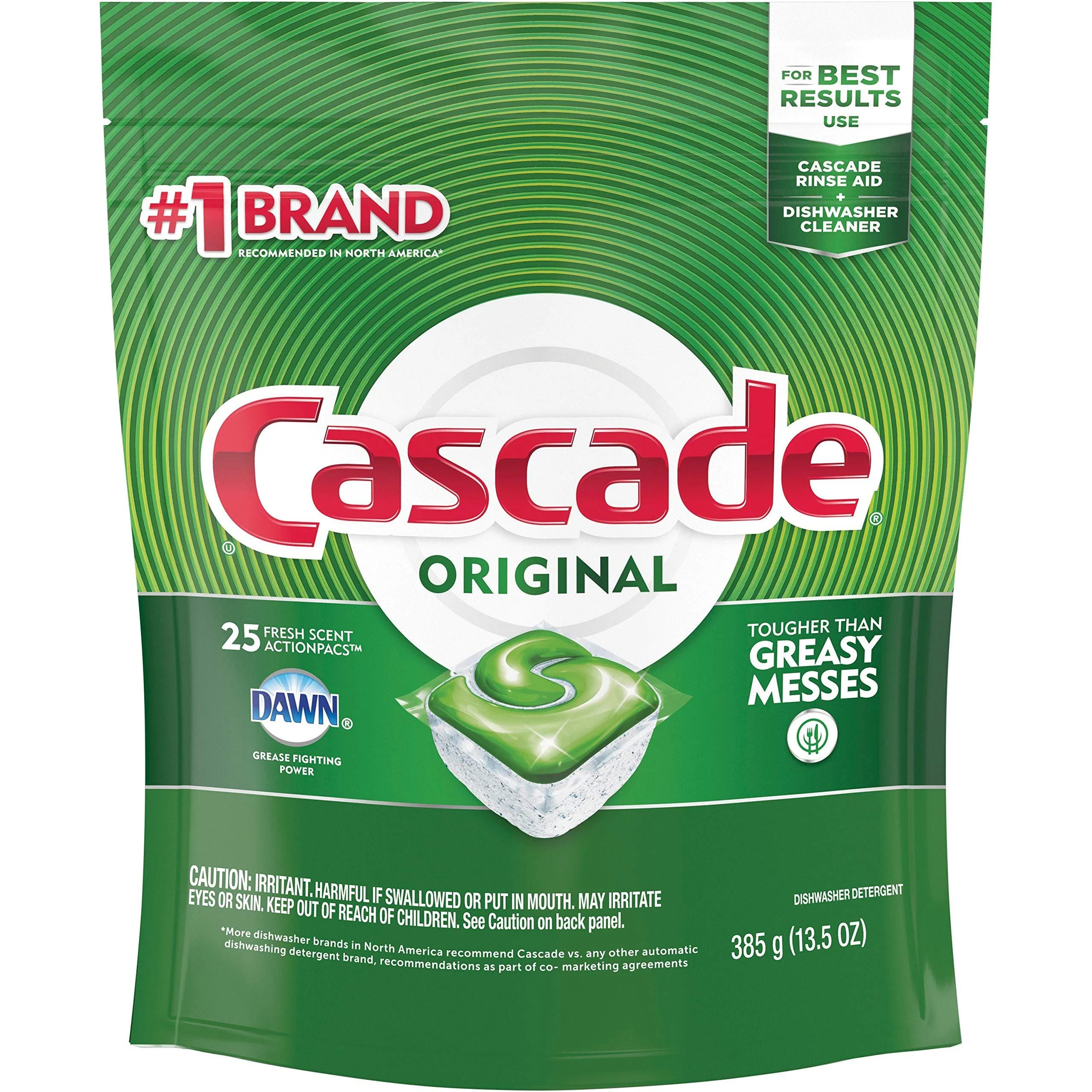 Cascade ActionPacs Dishwasher Detergent Fresh Scent, 25 ct Fresh 25 Count (Pack of 1)