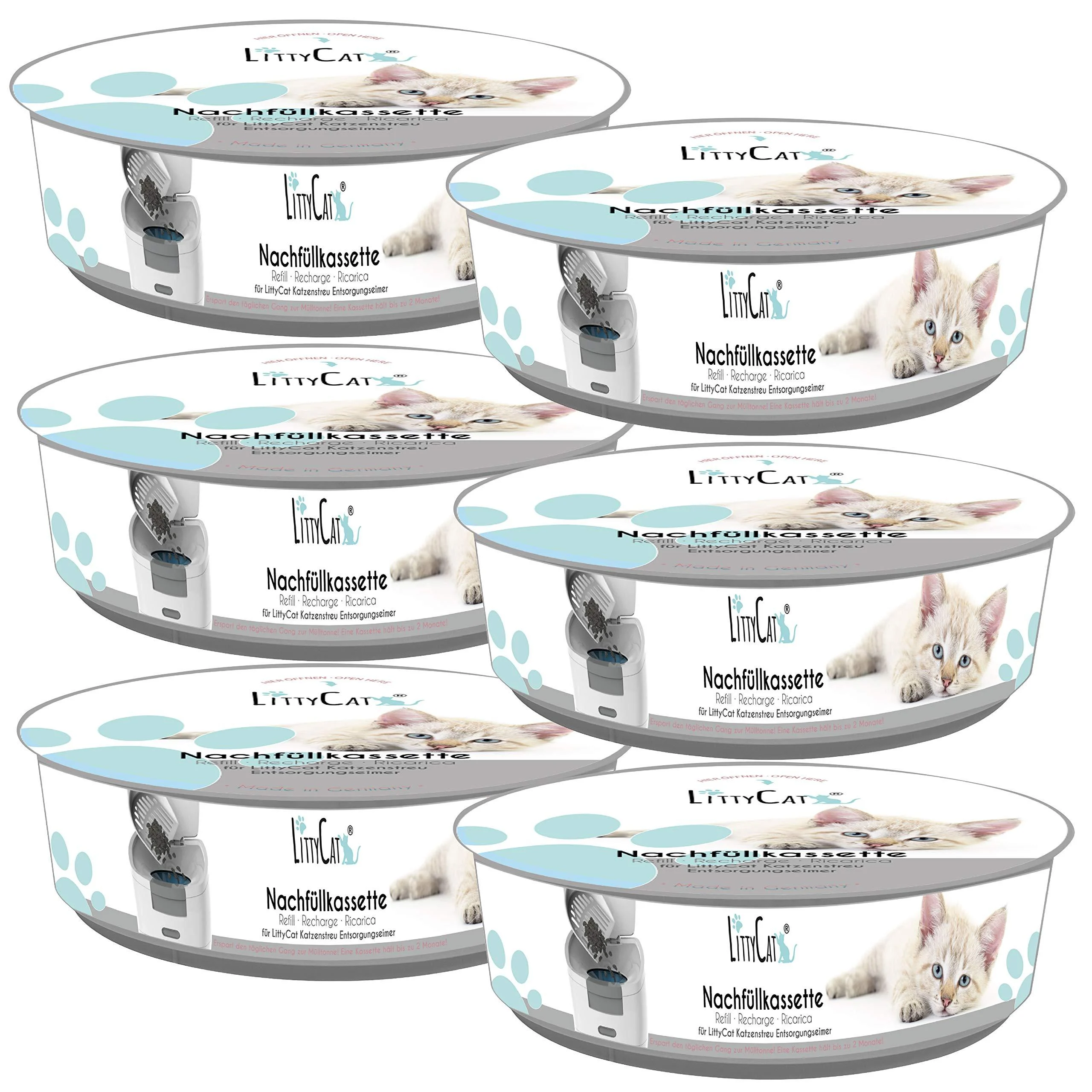 Littycat refill cassettes for Littycat cat litter disposal bucket - pack of 6