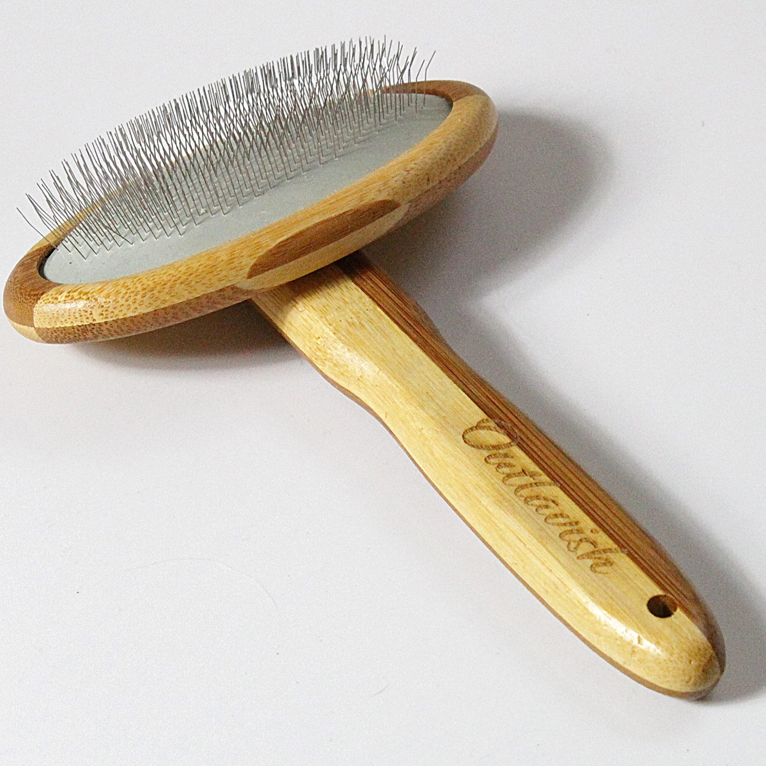 Outlavish Sheepskin Wool Brush Comb Bamboo Slicker Carding, Unmats Fur & Restores Like New, Longer Prongs, Stronger Design