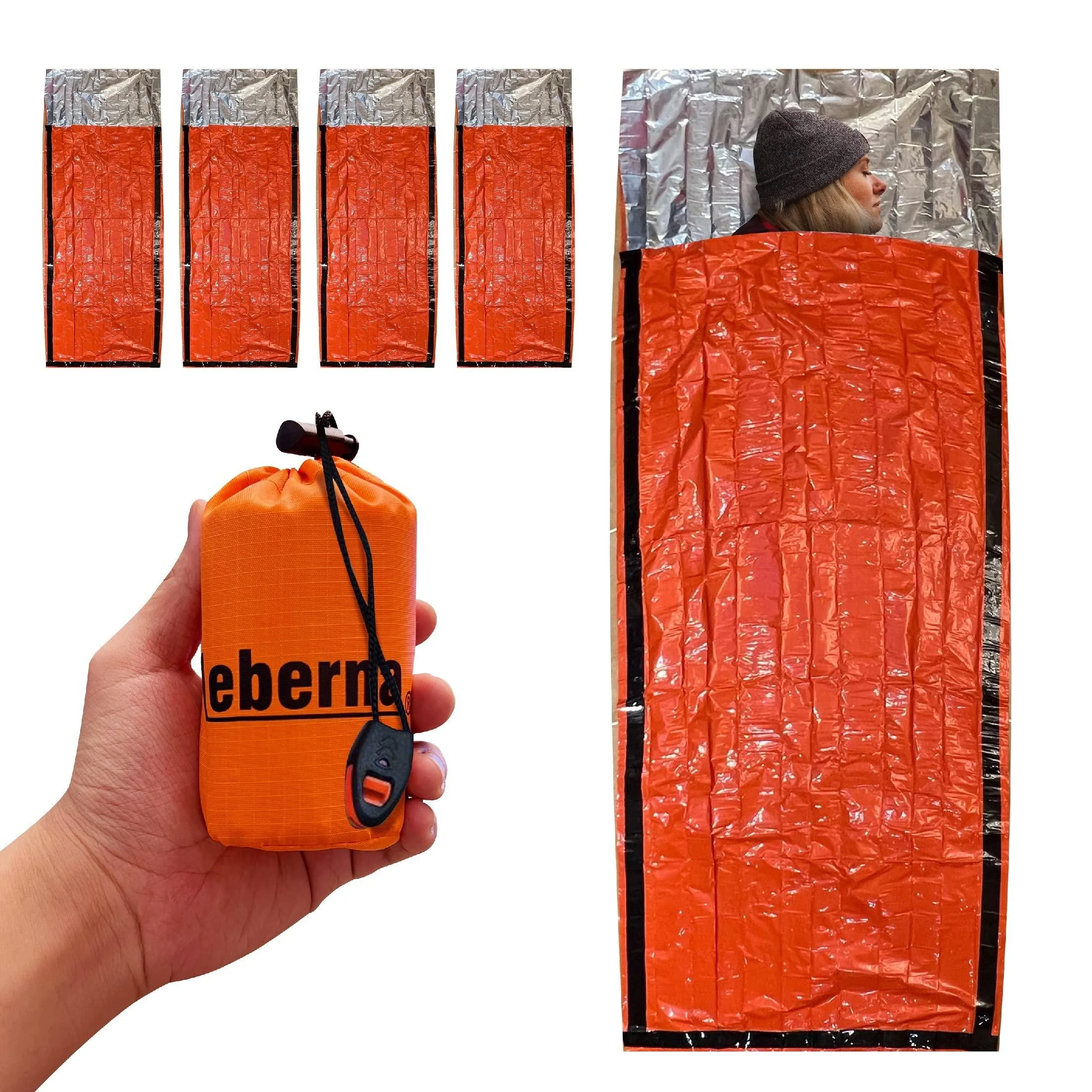 Emergency Bivy Sack Bivy Bag - Emergency Sleeping Bags 4 Pack Mylar Survival Sleeping Bag Emergency Bivvy Sack Waterproof Lightweight Foil Military Patriot Compact Gear Blanket Thermal Escape Camping 2 Boxes (4 Sleeping Bags)