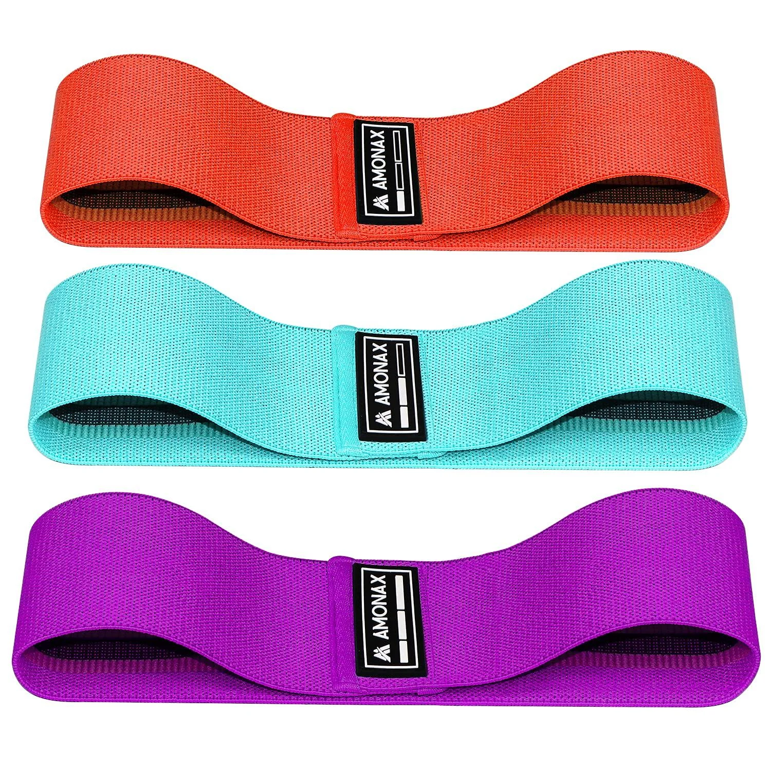 Amonax Fabric Resistance Bands Women Glute Bands Female for Booty Bands for Squat Exercise Elastic Resistant Bands as Weight Loss Workout Equipment Gym Fitness Accessories for Legs Butt Bum Unisize Multi-colour Set