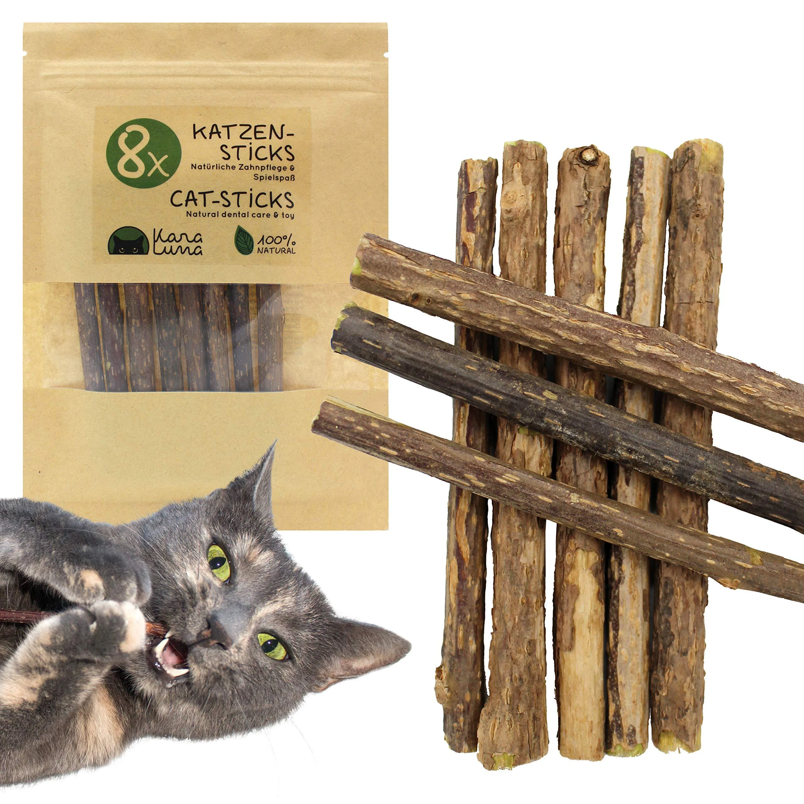 KaraLuna 8x Catnip Sticks I Natural dental treat & cat toy I Matatabi Silvervine