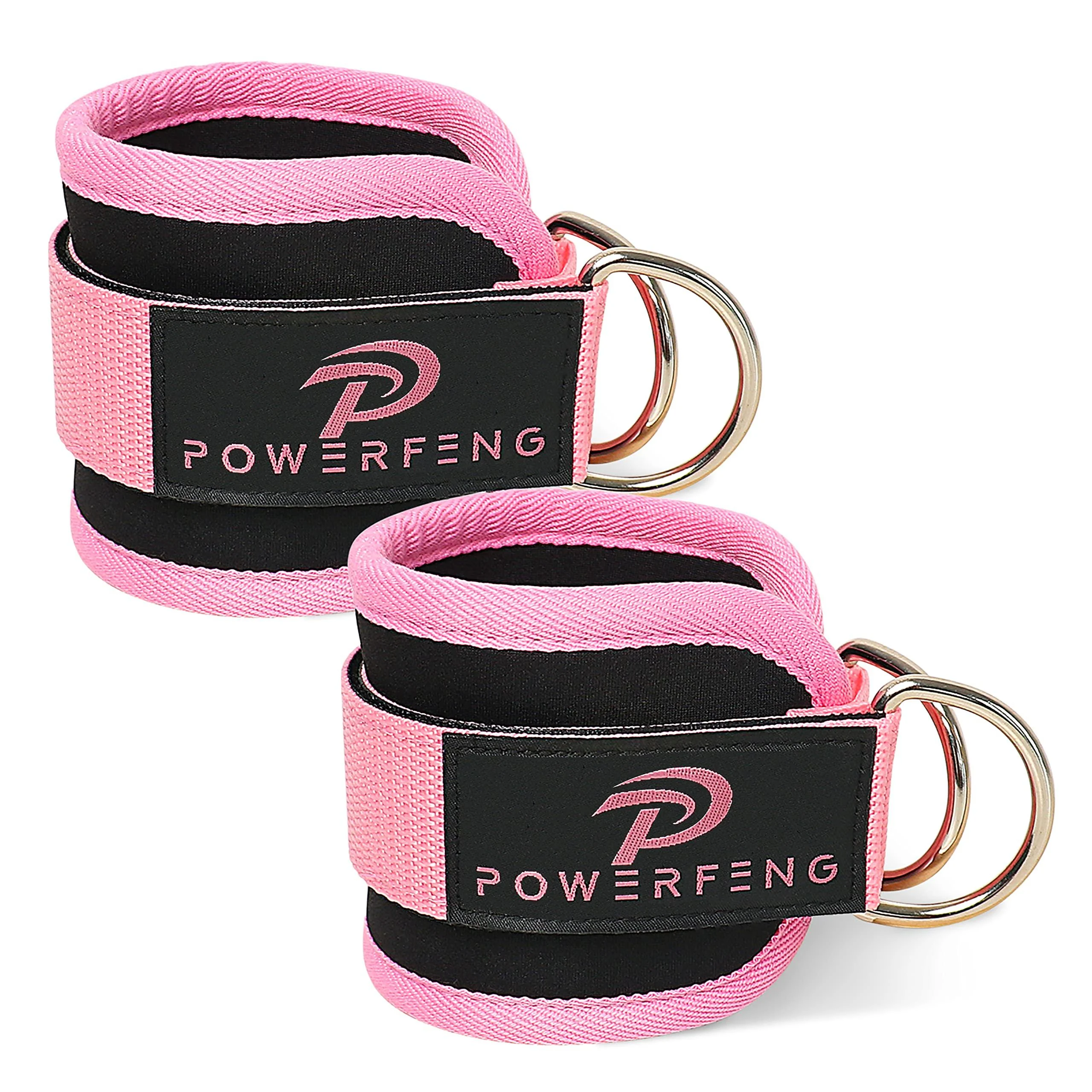 powerfeng Ankle Strap Cable Machine: Ankle Cable Attachments for Gym Ankle Cuff Cable Glute Kickback Ankle Straps for Leg & Glute Ankle Cuffs Women Pink-Pair 2