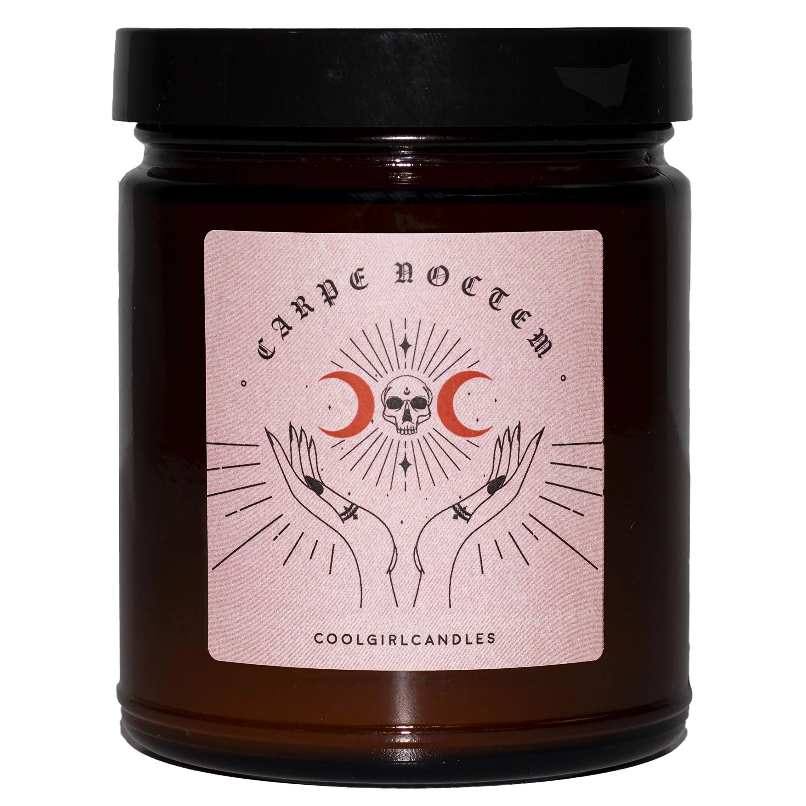 Cool Girl Candles | Carpe Noctem- Bergamot Black Pepper Lavender | Luxury Masculine Jar Candle Coconut Soy Wax | The Best Strong Scented Candles Home Fragrance | Dark Academia Decor | 9 oz 55 Hour