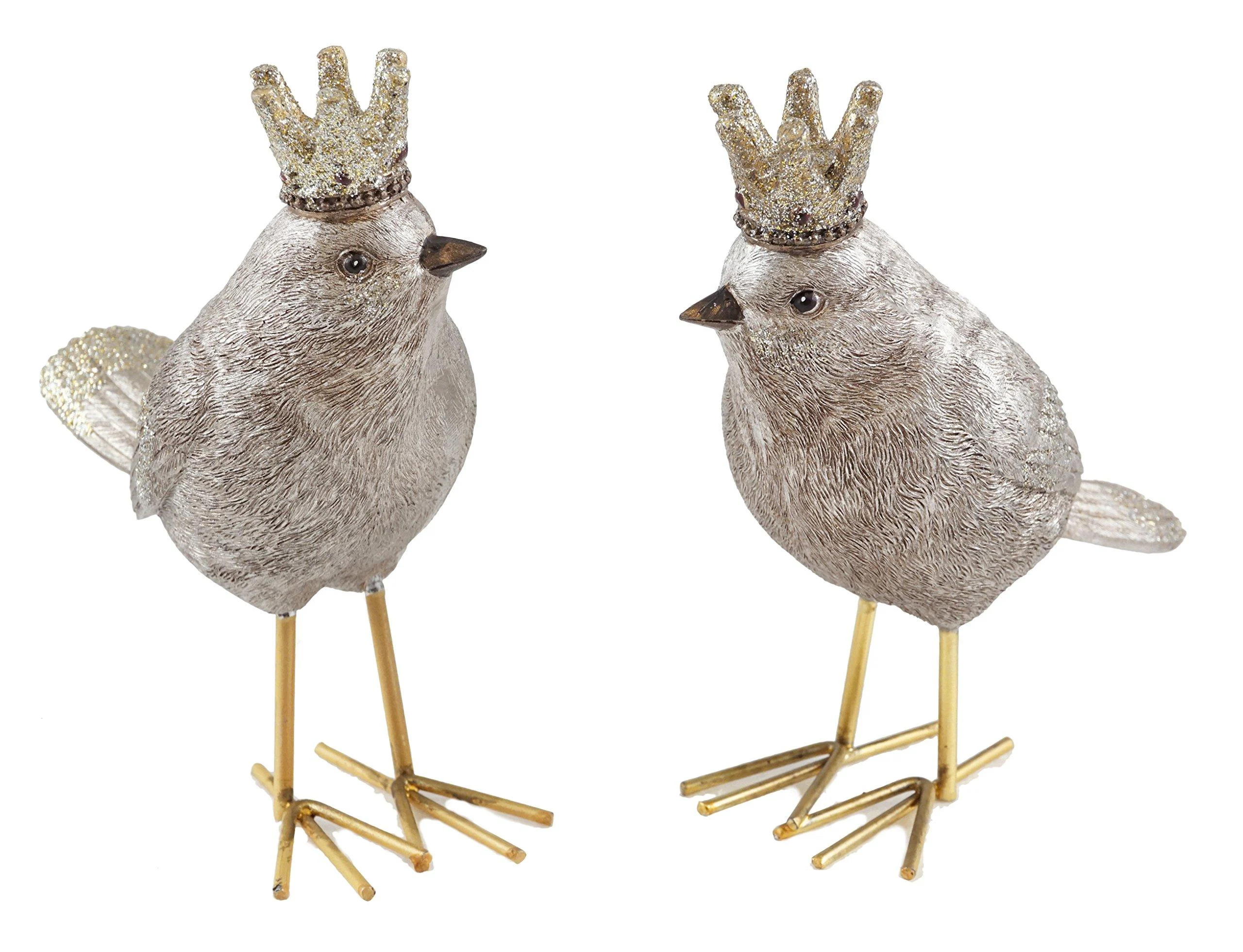 Crowned Royal Bird Figurines - Set of 2