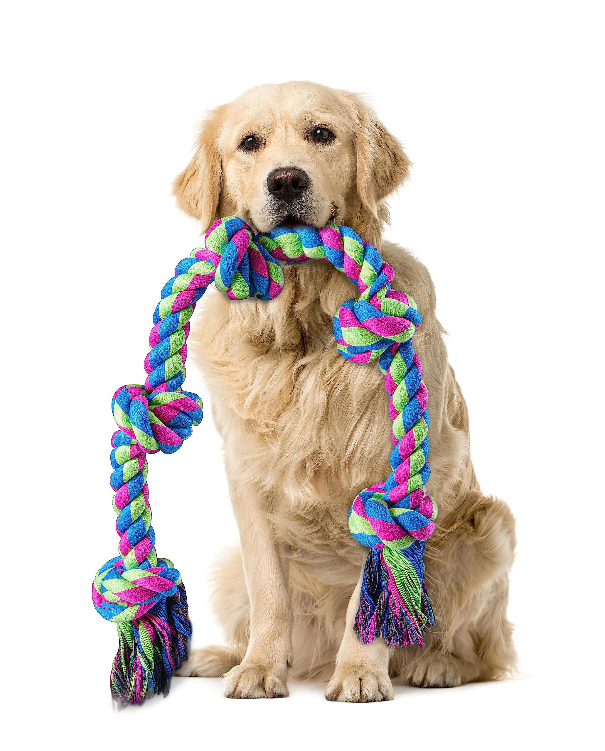 Aitmexcn Dog Rope Toys for Large Medium Dog Chewers Rope Indestructible Dog Chew Toys 37 Inch 5 Knots Tough Dog Tug Toy for Teeth Cleaning Tug of War Normal XXL Rope Toys