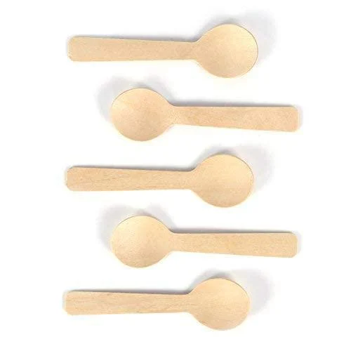 100pcs Mini Wooden Spoons 4 Inch Disposable Bamboo Small Teaspoons for Honey Jars Wedding Favors Flatware Cutlery Supplies - Walfront