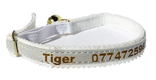 Personalised Cat Kitten Collar ID Tag Laser Engraved UK Made Ancol Quality (Silver) - JK
