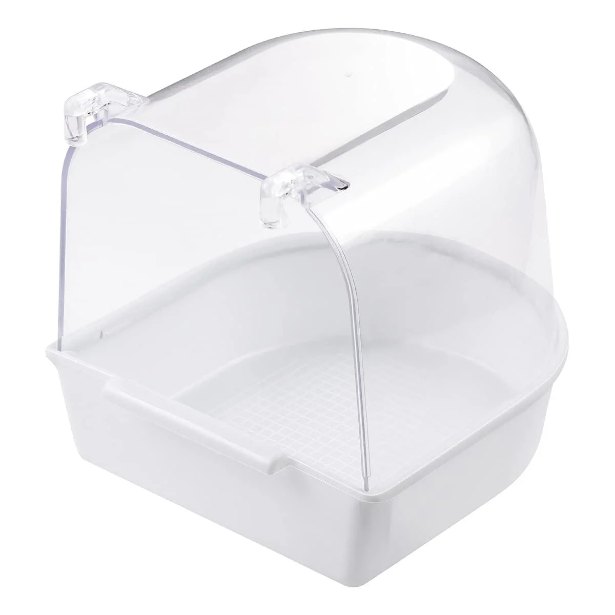 POPETPOP Caged Bird Bath Multi Cage Bird Bath Covered for Small Brids Canary Budgies Parrot White