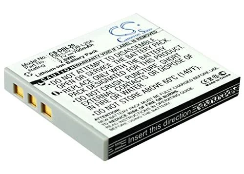 Replacement Battery Compatible with Sanyo Xacti VPC-CG9BK Xacti VPC-E6 Xacti VPC-E6 EX Xacti VPC-E60 Xacti VPC-E60EX Xacti VPC-E6U Part Number: DB-L20 DB-L20A 700mAh/3.7V