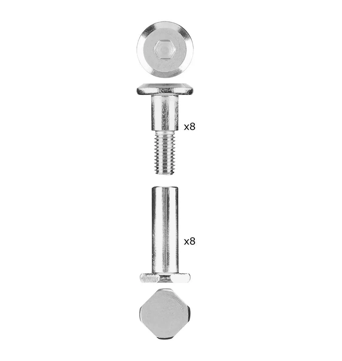 TronX Universal Extender 6mm Square Inline Roller Hockey Skate Axle Kit (8 Pack)