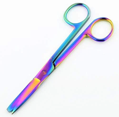 Nursing Scissors Dressing Scissors 14.5cm Pet Grooming First Aid Home Use (14sm STR Sharp/Blunt Multi - Titanium) 14sm STR Sharp/Blunt Multi - Titanium