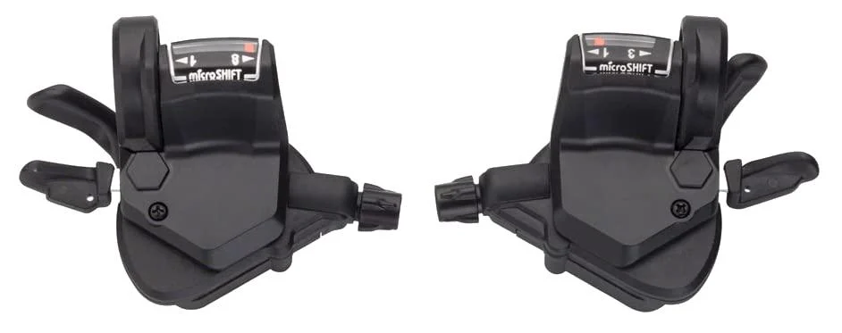 microSHIFT | Mezzo Thumb-Tap Shifter Set | Triple | 7, 8, 9 Speed | Optical Gear Indicator | Shimano Compatible 7-Speed