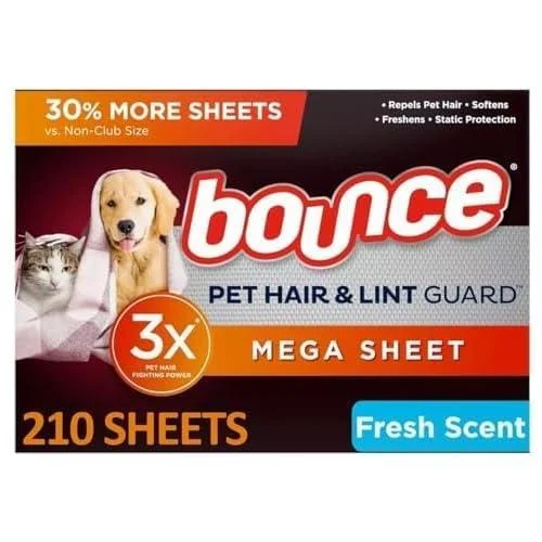 Pet, Hair & Lint Guard Mega Dryer Sheets, Fresh-Scent (210 ct.)