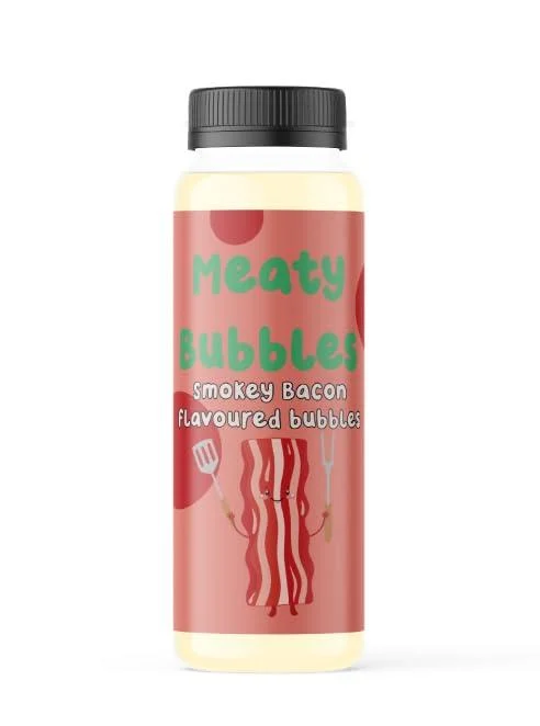 Meaty Bubbles Flavoured Bubbles for Pets (Smokey Bacon) - Non-Toxic & Vegan Friendly