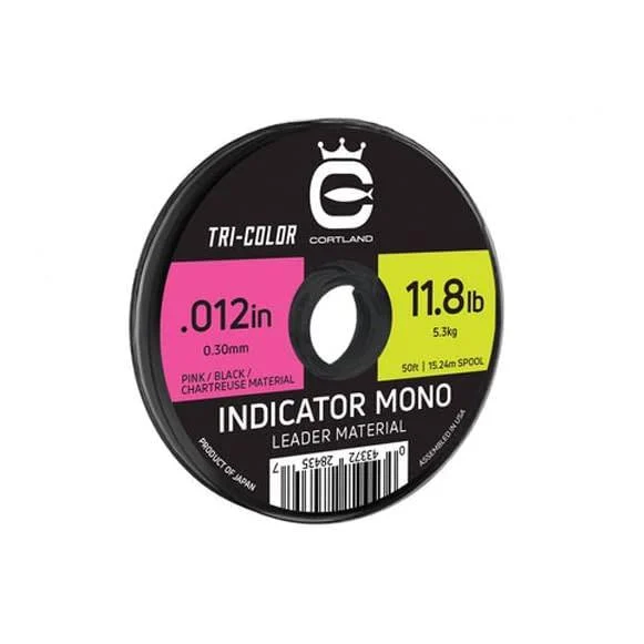Cortland Indicator Mono Leader Tri-Color - 50ft 0.012"